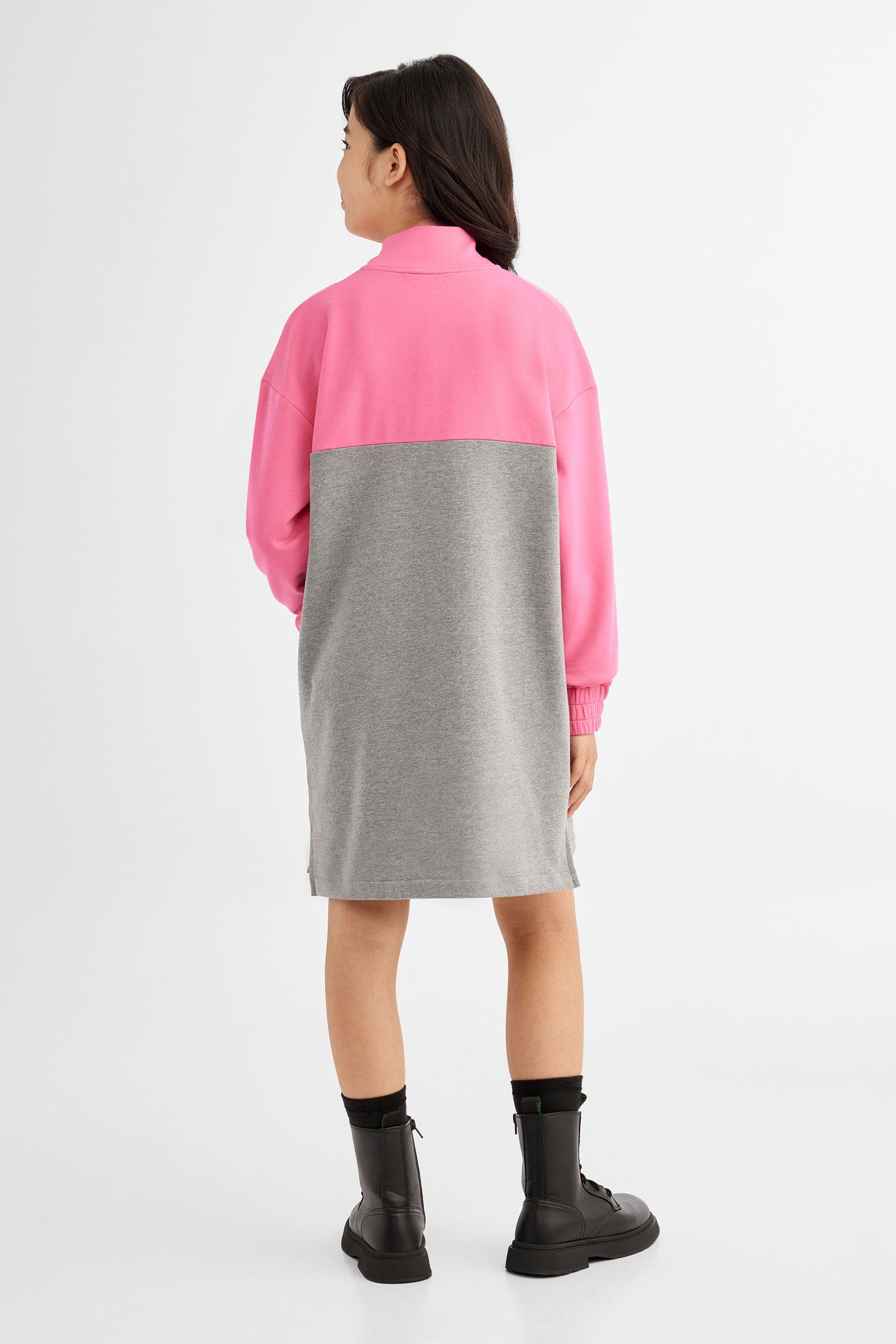 Robe ouatée demi-fermture éclair - Ado fille && ROSE MULTI