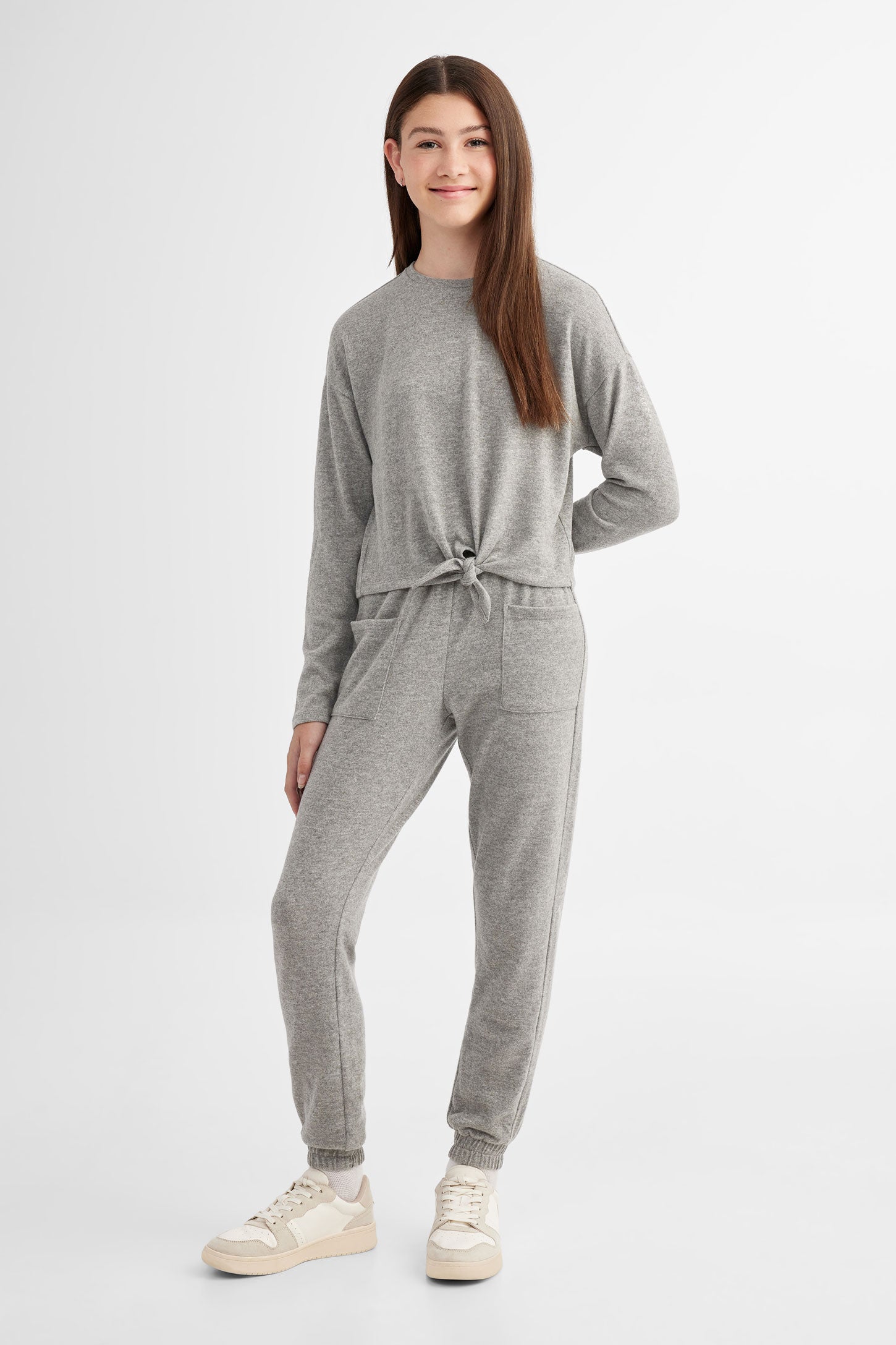 Chandail noué au-devant - Ado fille && GRIS MIXTE