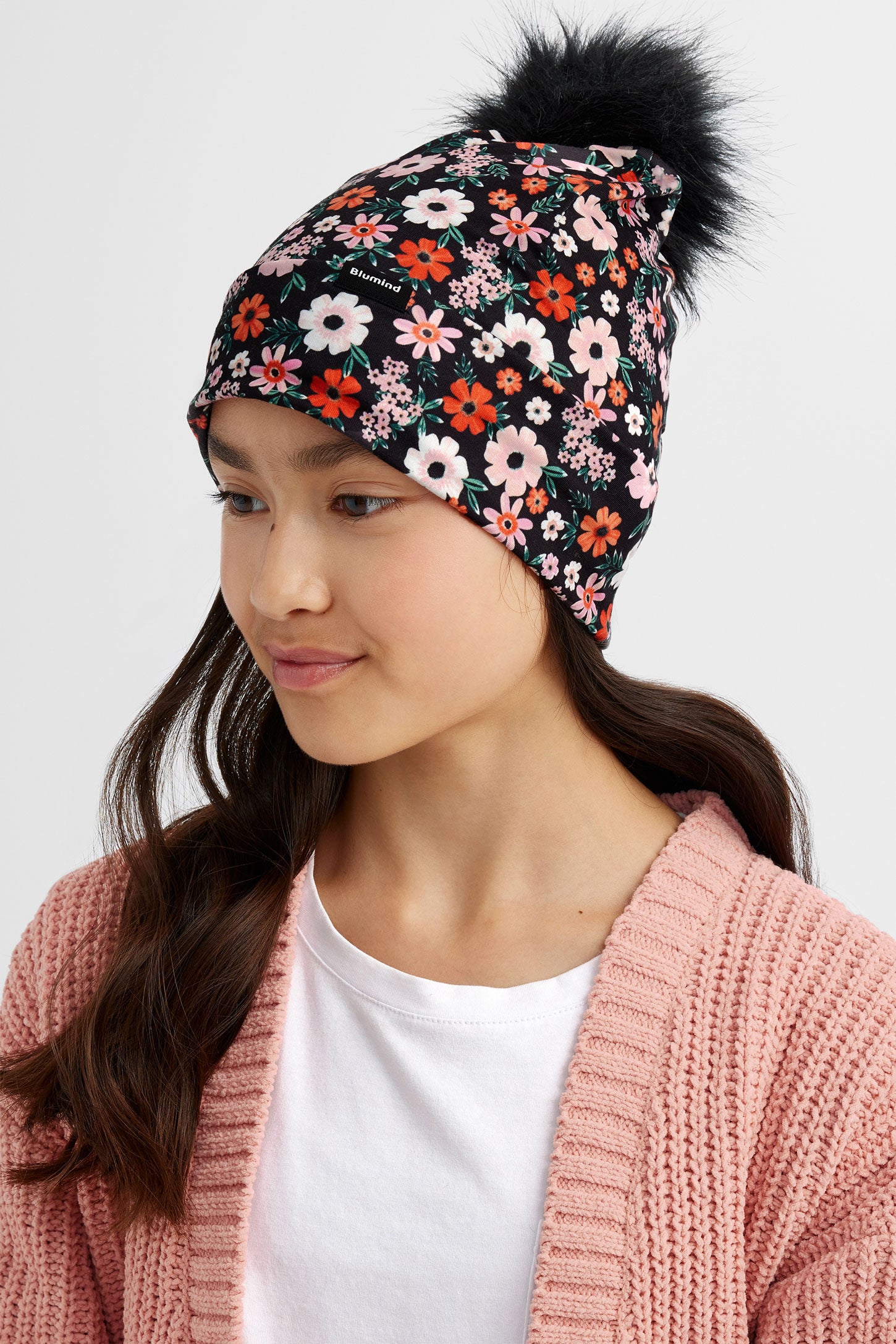 Tuque à pompon en jersey doublée - Ado fille && FLORAL