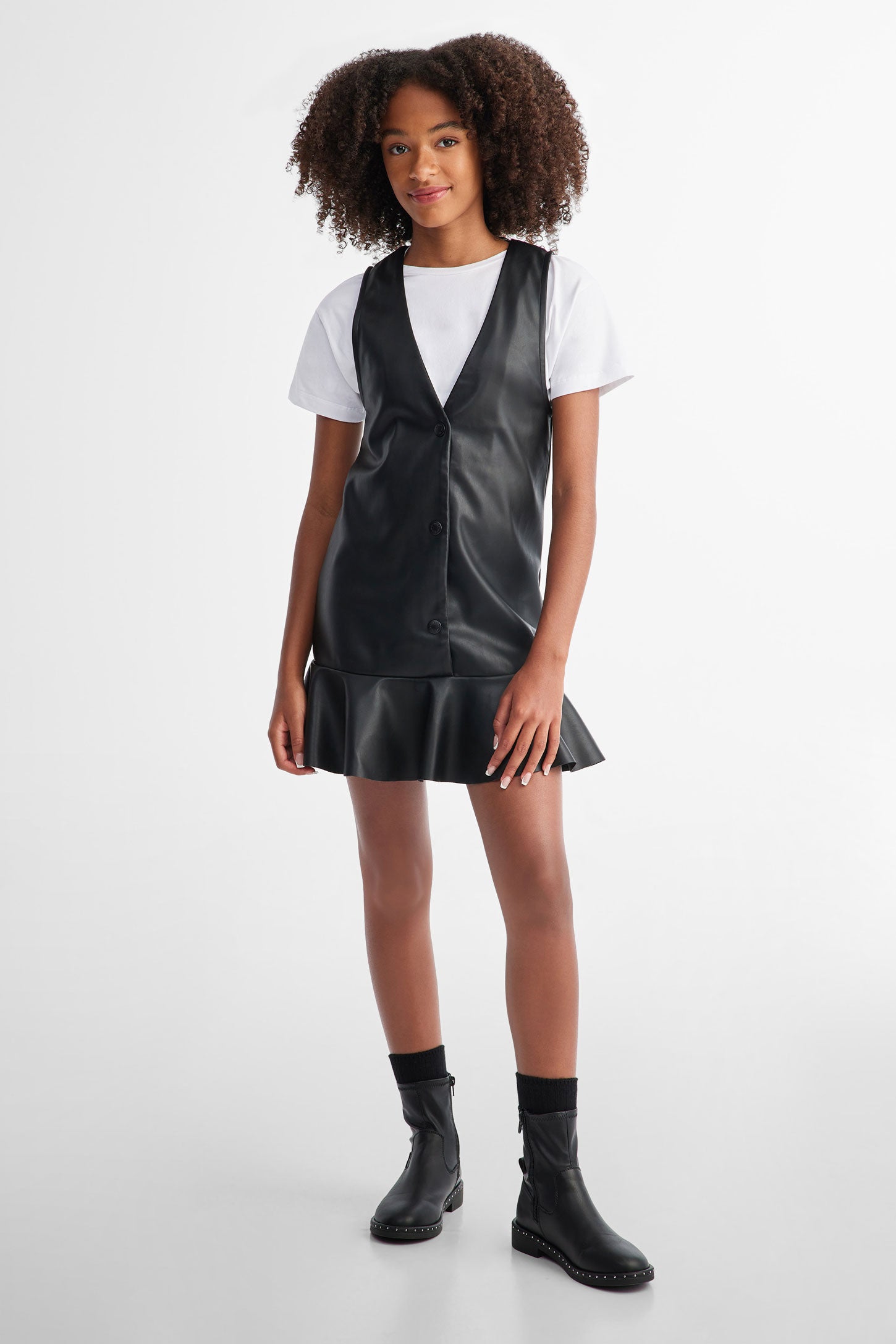 Faux leather t shirt 2025 dress