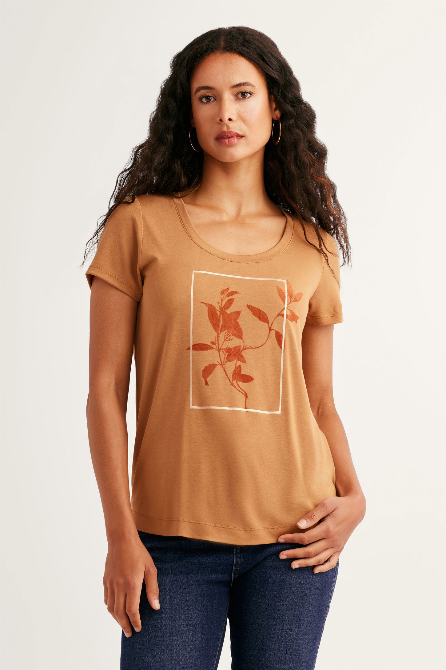 T-shirt imprimé en Modal - Femme && BEIGE