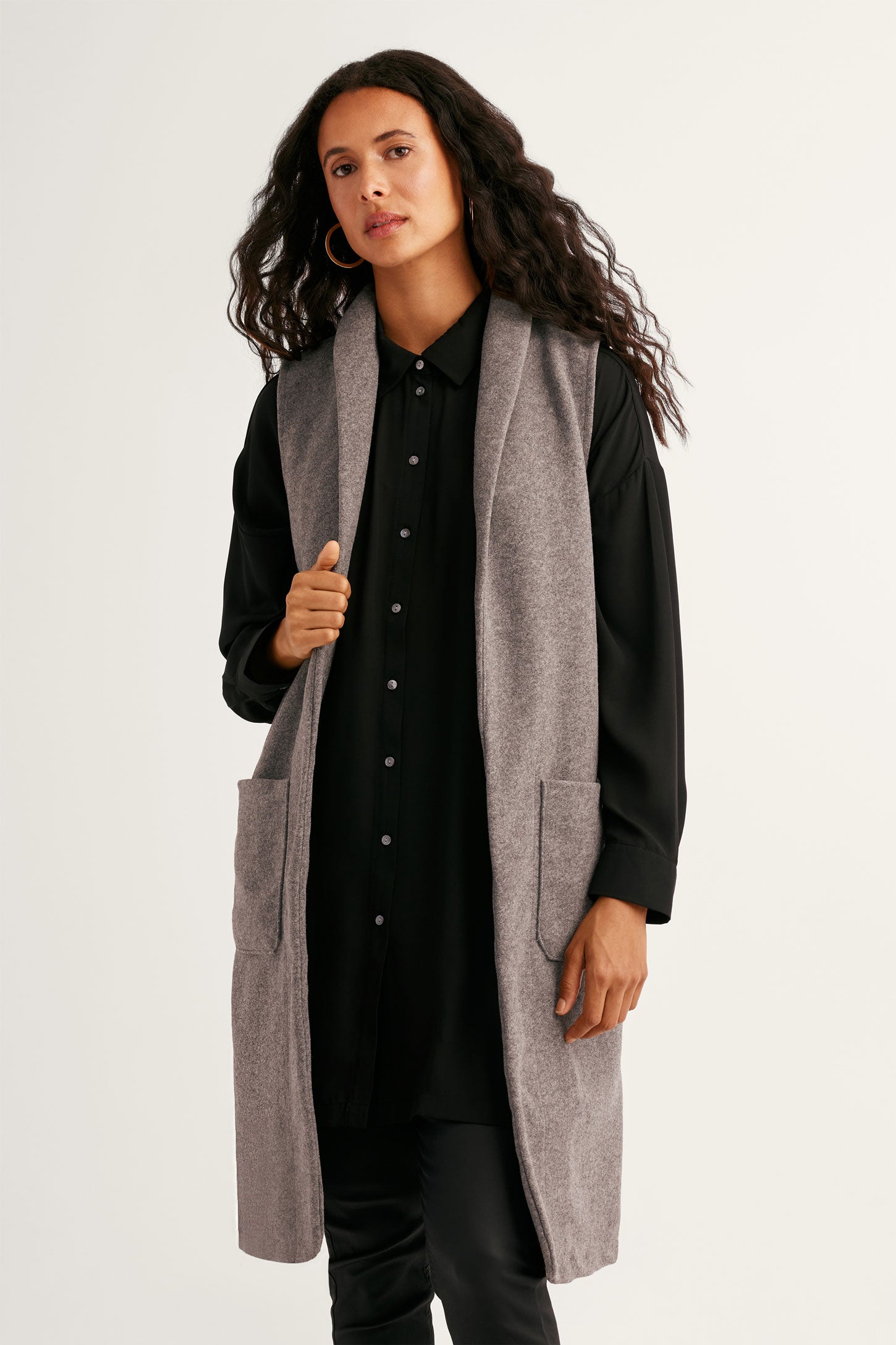 Veste tailleur longue sans manches Femme