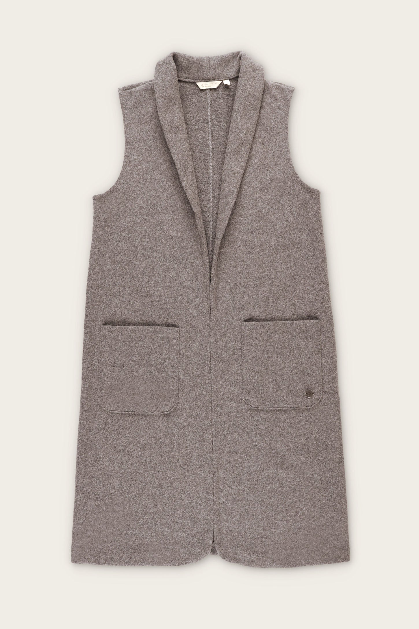 Veste tailleur longue sans manches - Femme && GRIS