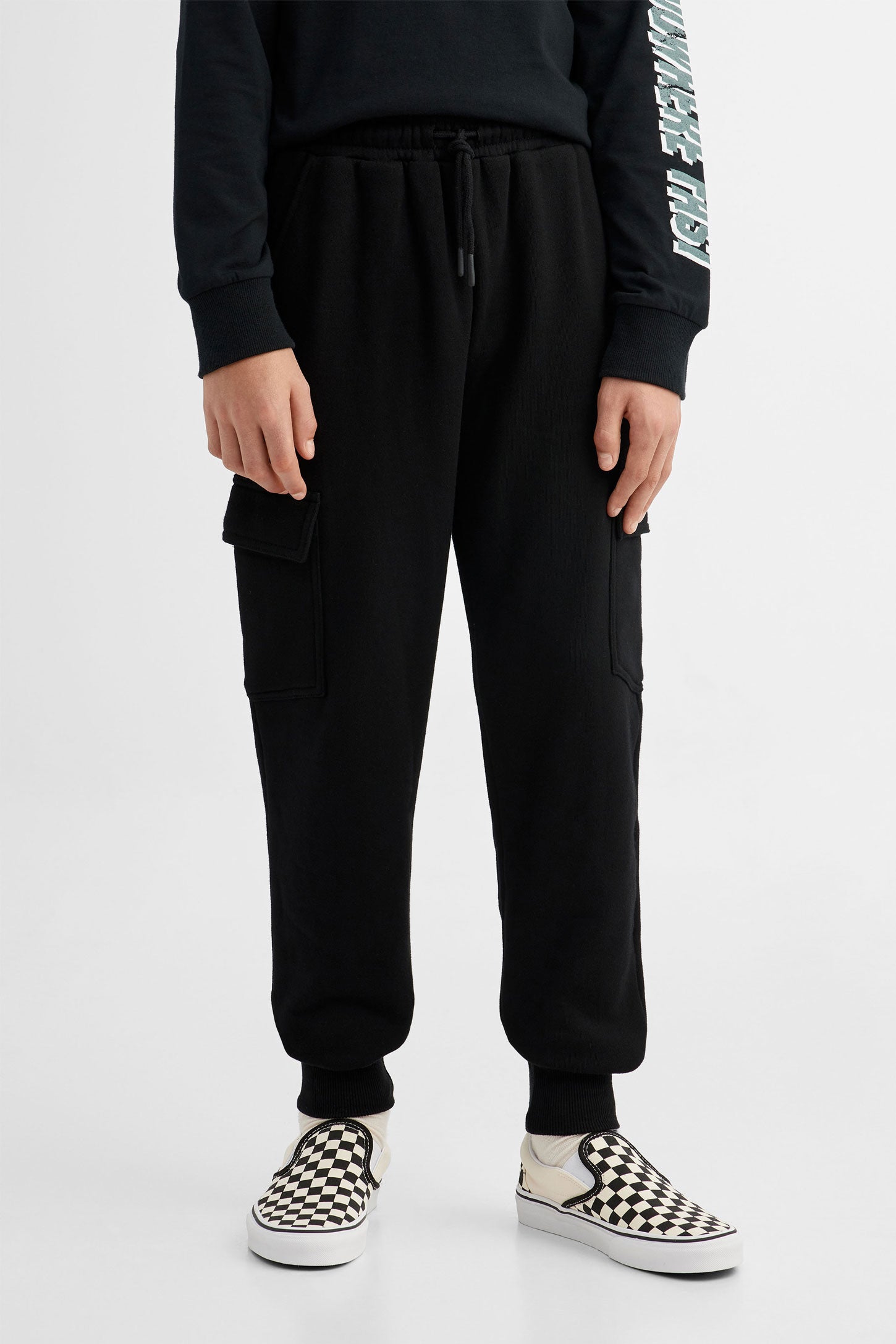 Pantalon jogger cargo - Ado garçon && NOIR