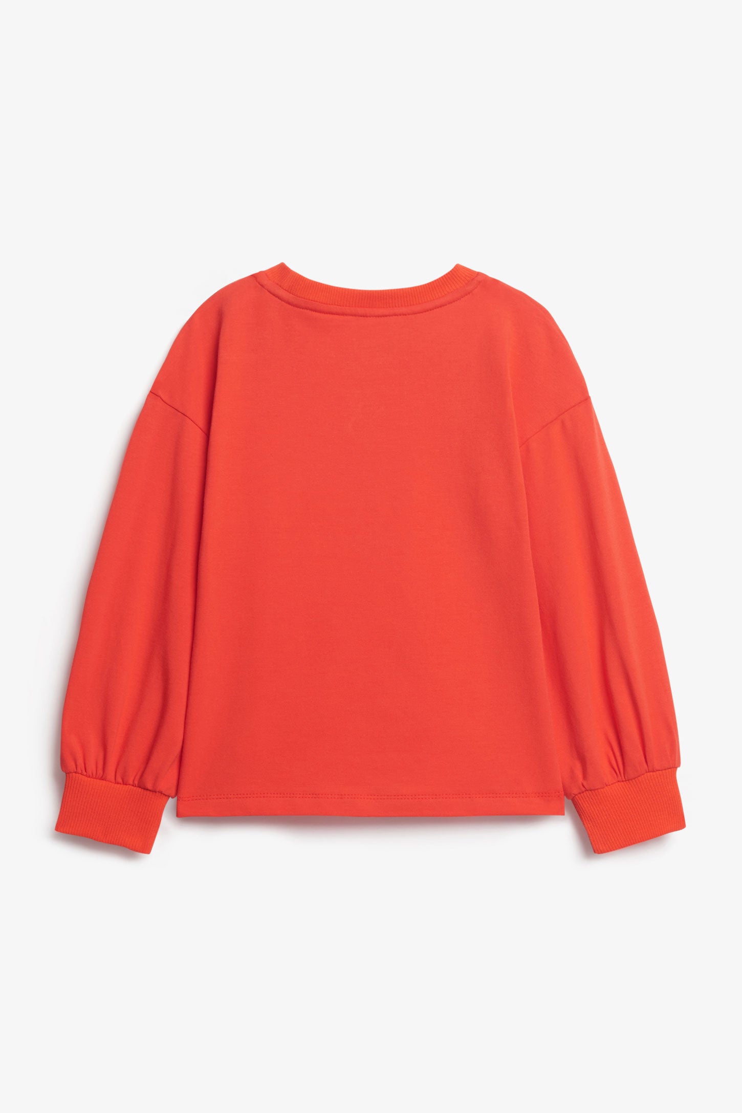 Chandail col rond manches longues en coton - Enfant fille && ROUGE