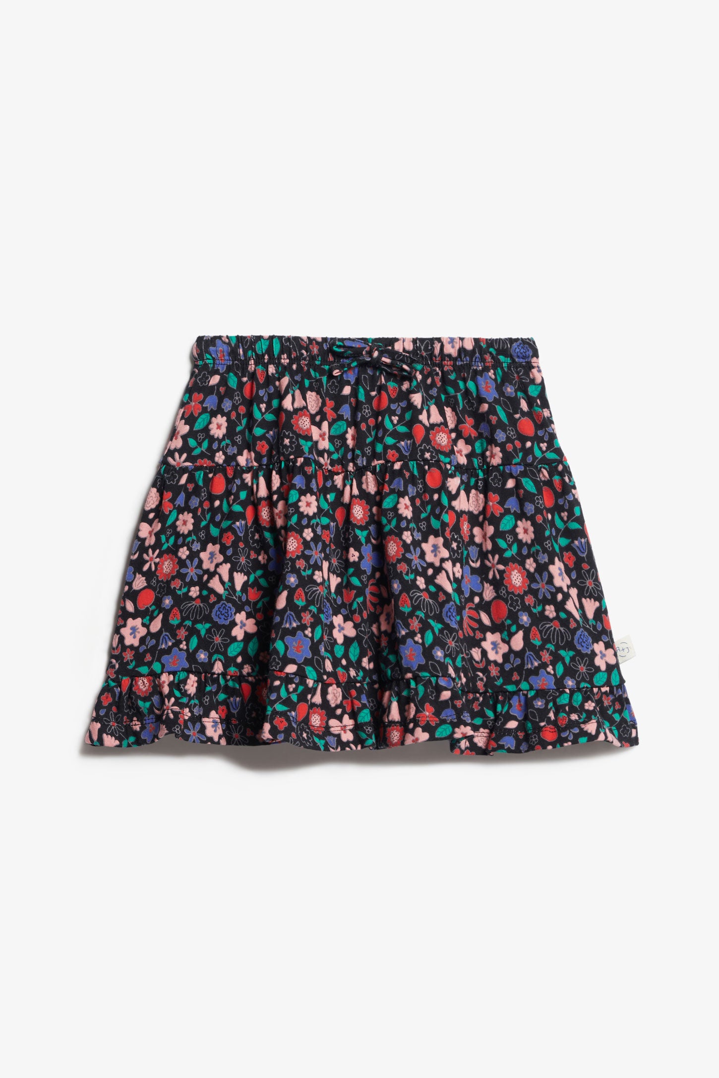 Jupe patineuse imprimée en coton - Enfant fille && NOIR/MULTI