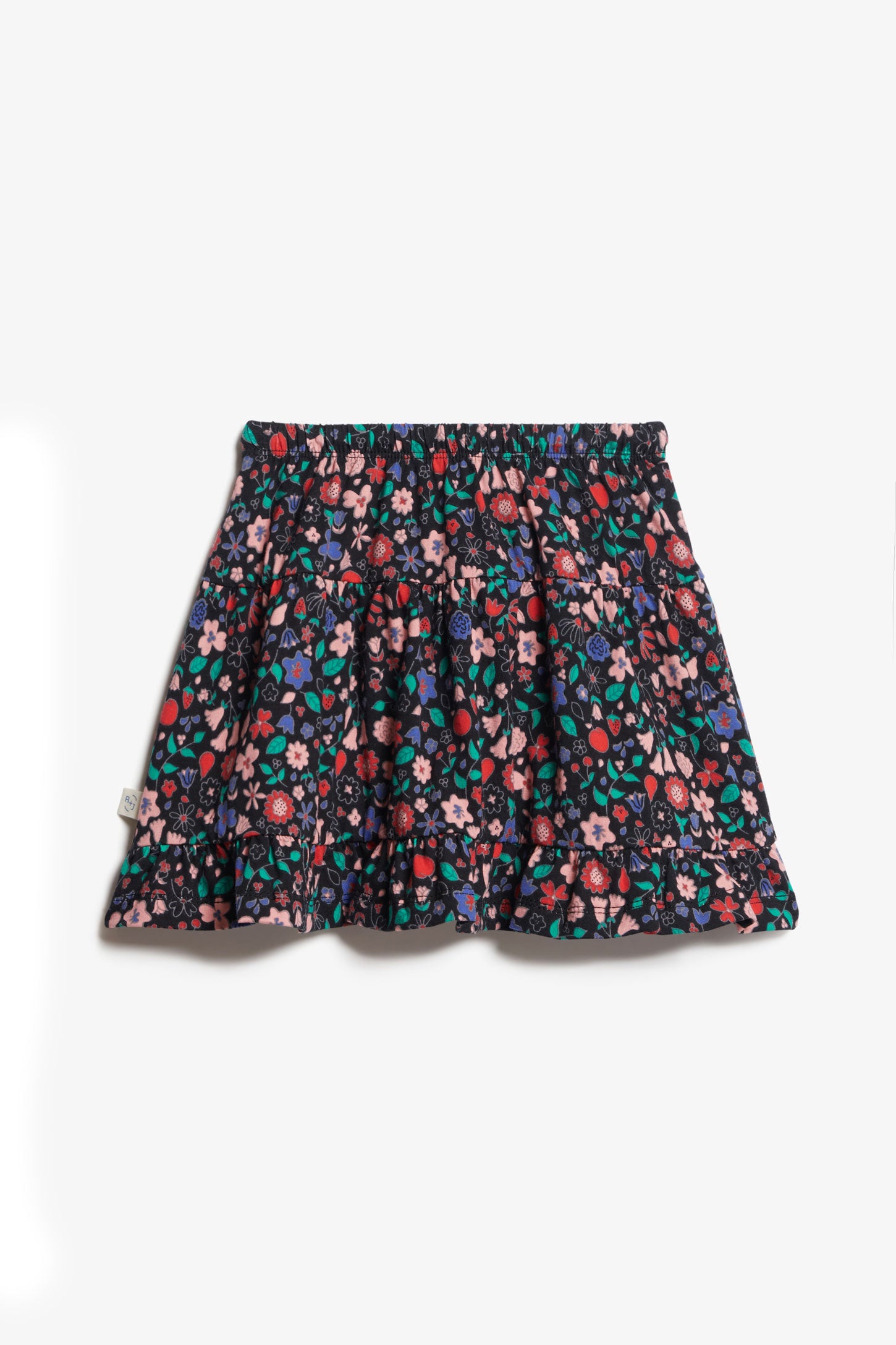 Jupe patineuse imprimée en coton - Enfant fille && NOIR/MULTI