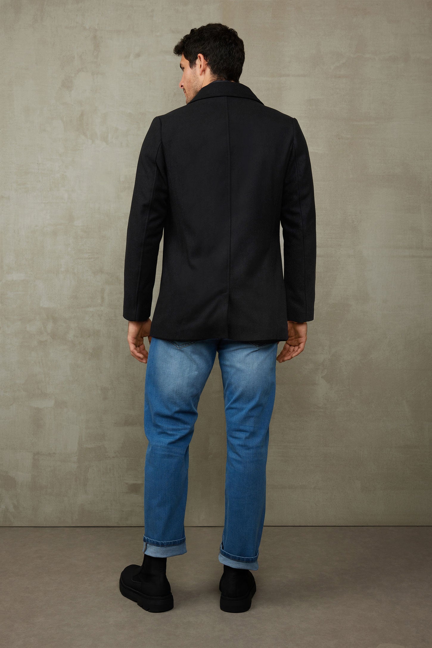 Manteau veston à plastron - Homme && NOIR