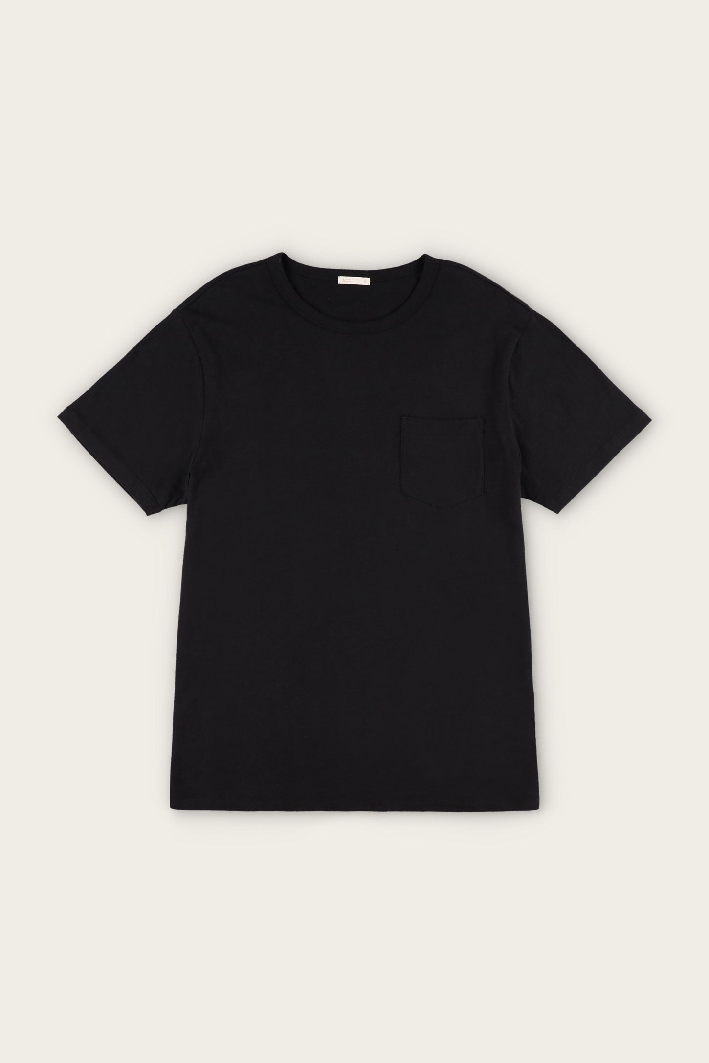 T-shirt col rond à poche en coton - Homme && NOIR