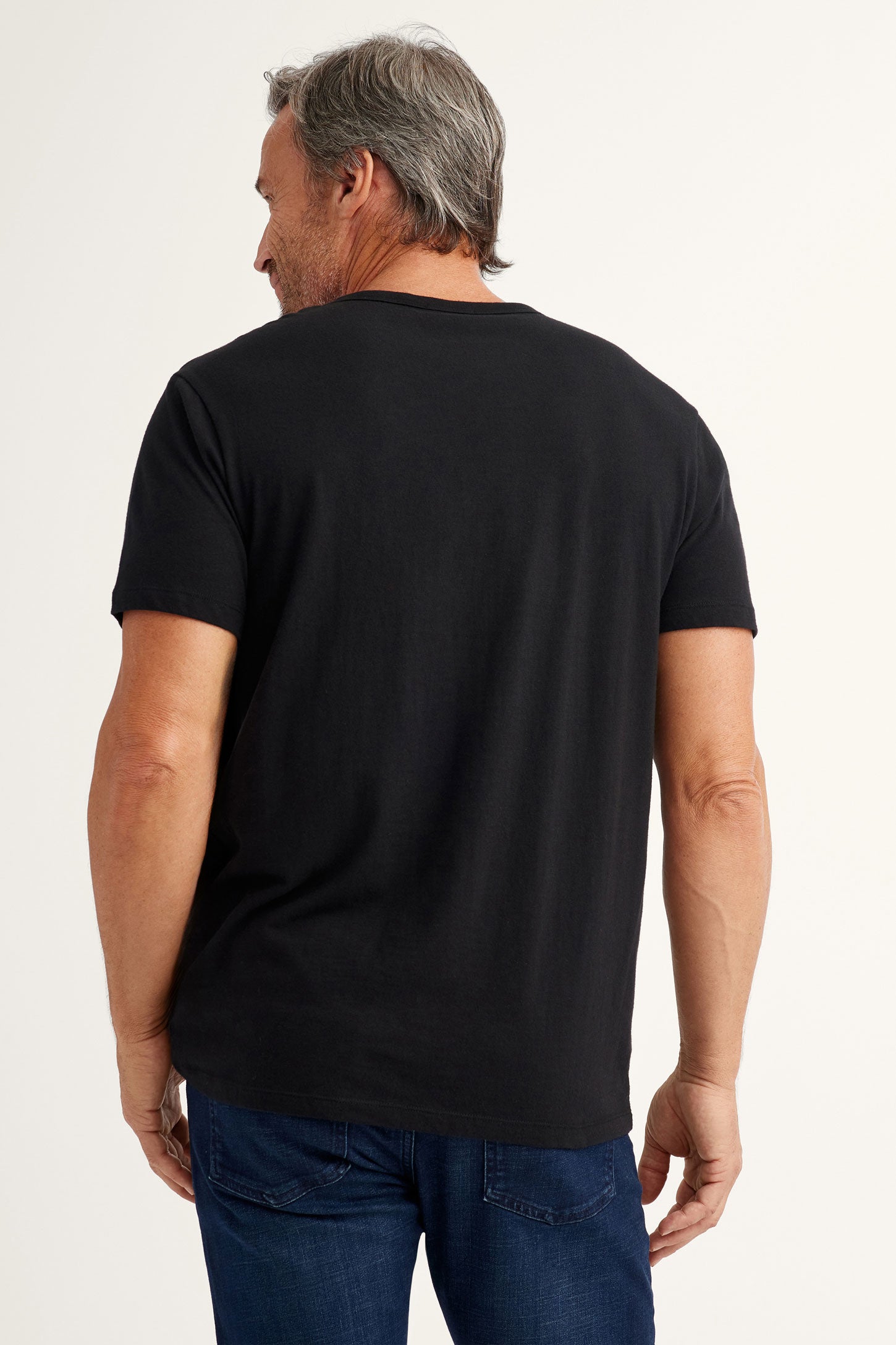 T-shirt col rond à poche en coton - Homme && NOIR