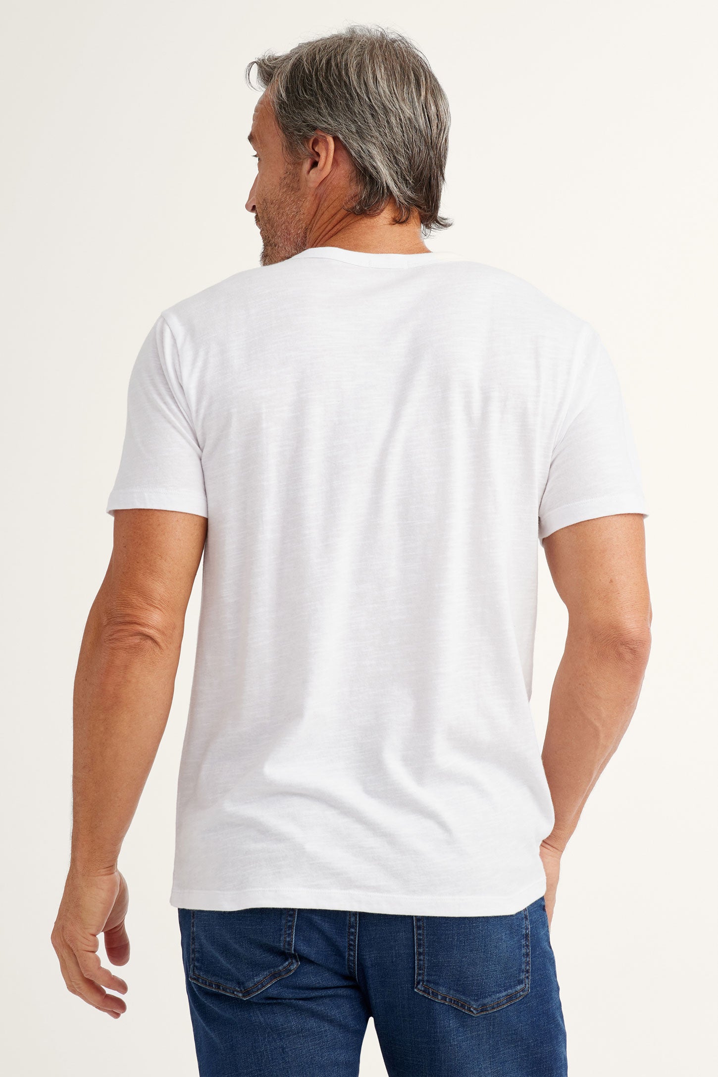T-shirt col rond à poche en coton - Homme && BLANC