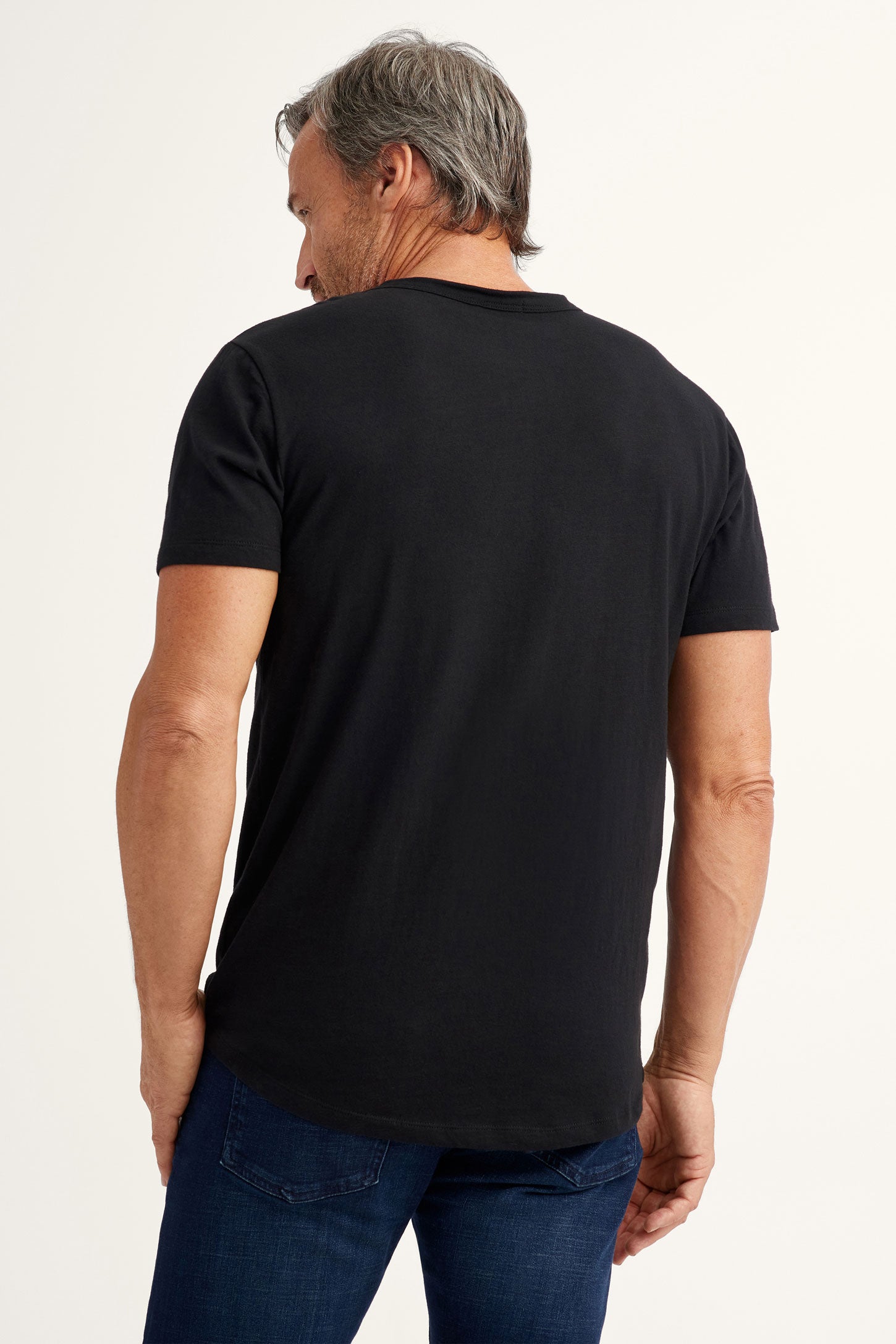 T-shirt col rond en coton - Homme && NOIR