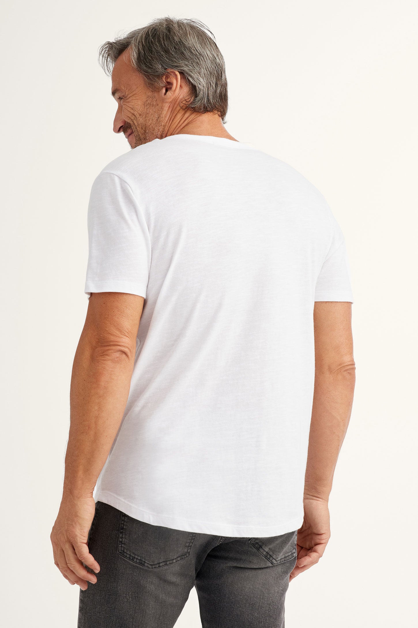 T-shirt col rond en coton - Homme && BLANC