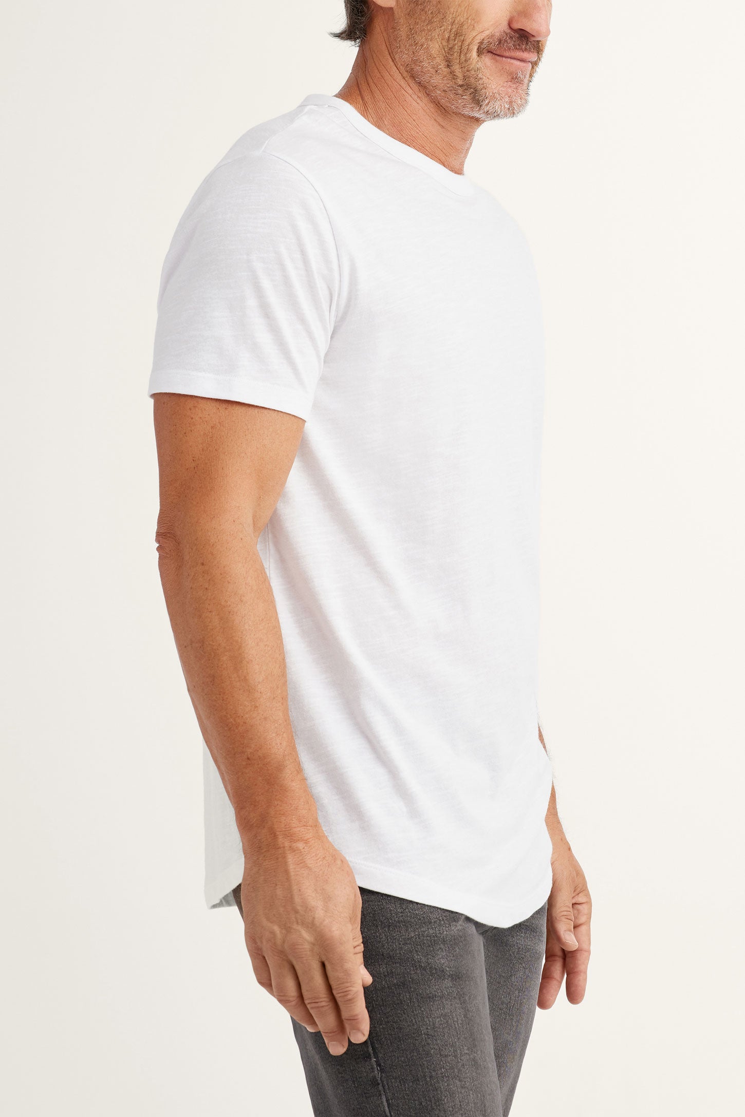 T-shirt col rond en coton - Homme && BLANC
