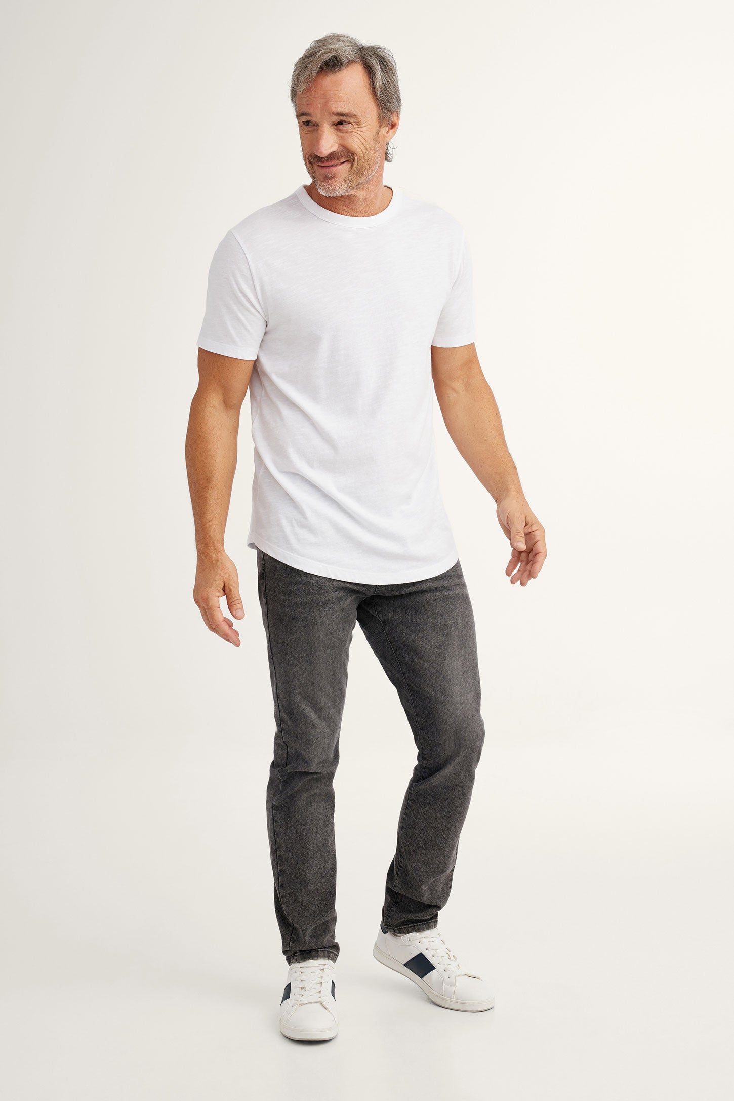 T-shirt col rond en coton - Homme && BLANC
