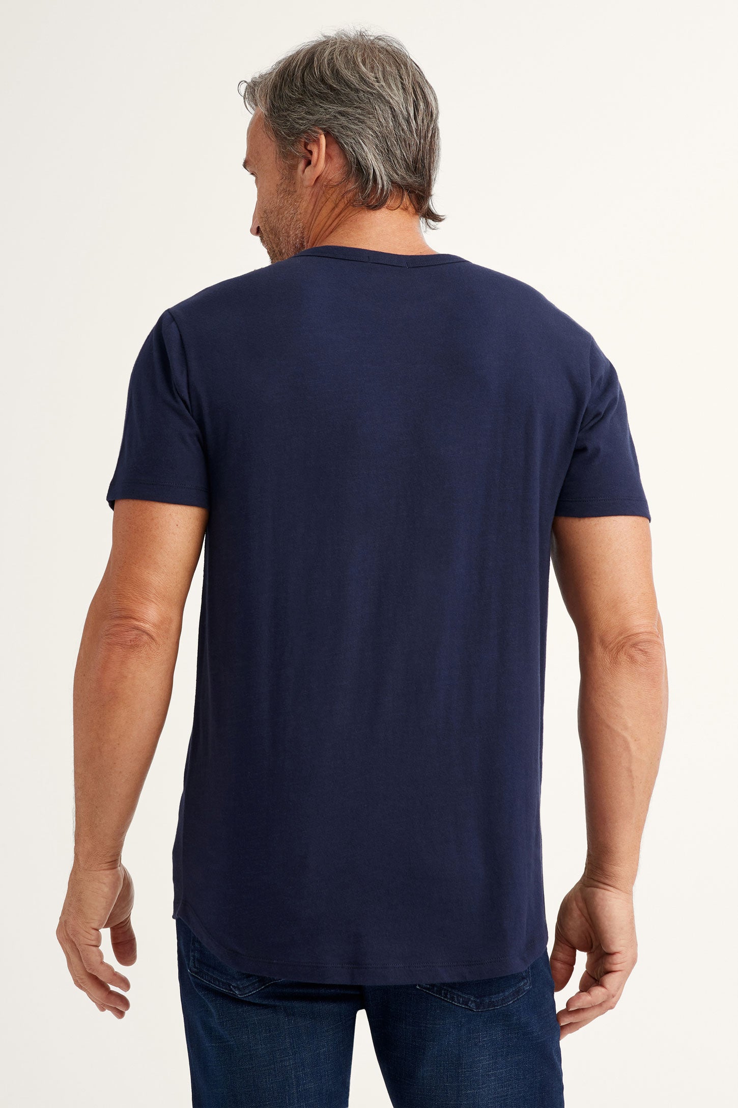 T-shirt col rond en coton - Homme && MARIN