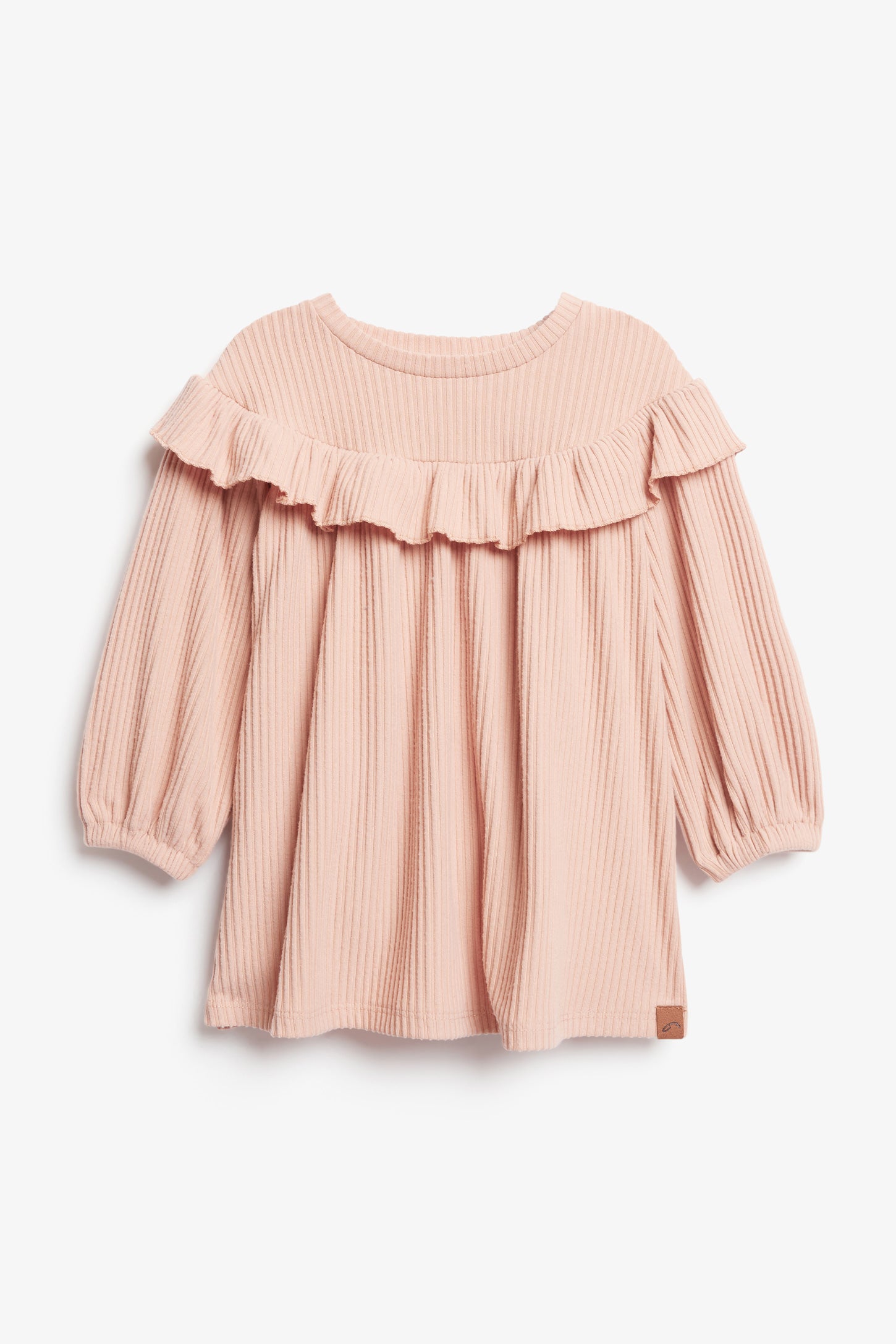 Robe manche longues à volants - Bébé fille && ROSE PALE