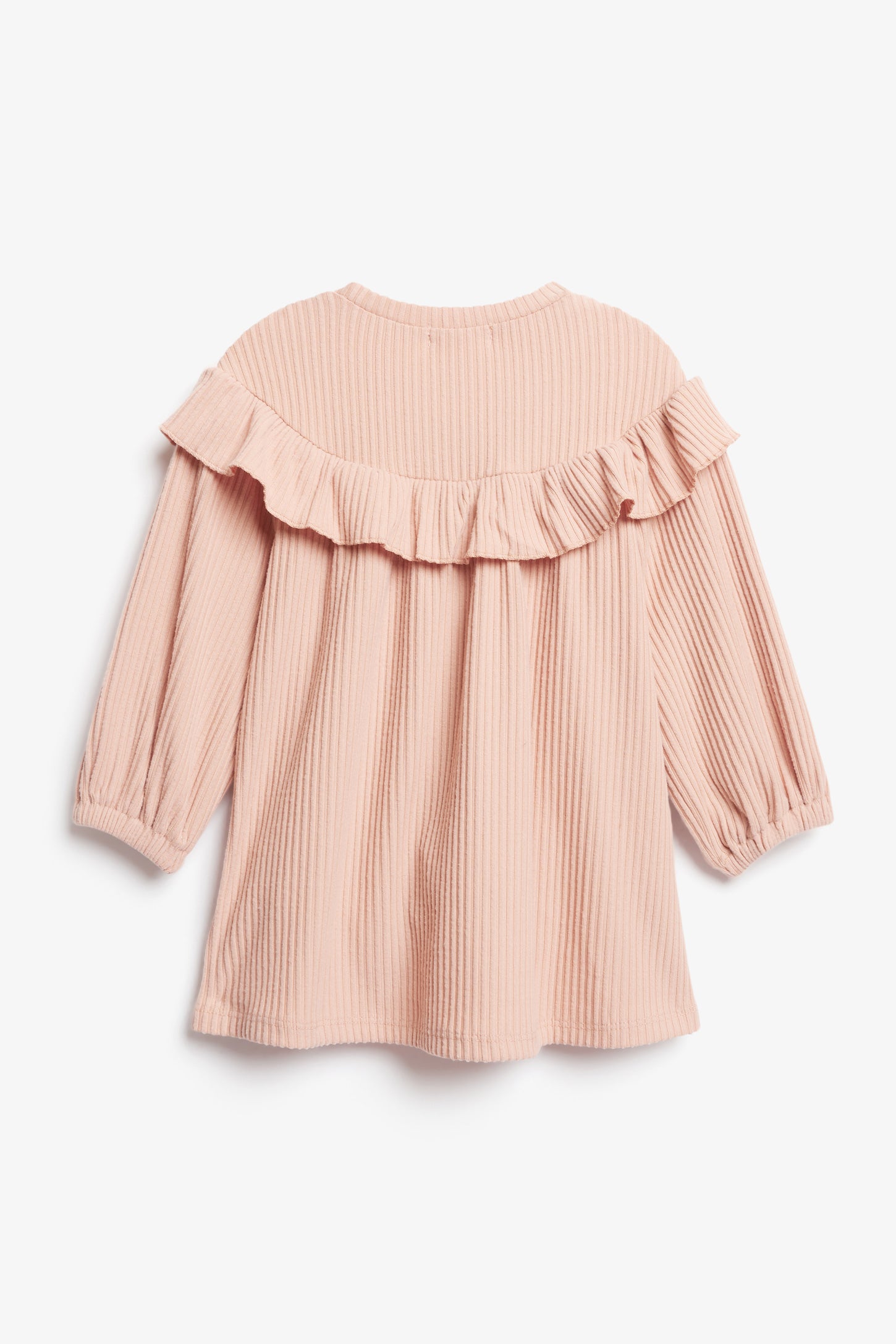 Robe manche longues à volants - Bébé fille && ROSE PALE