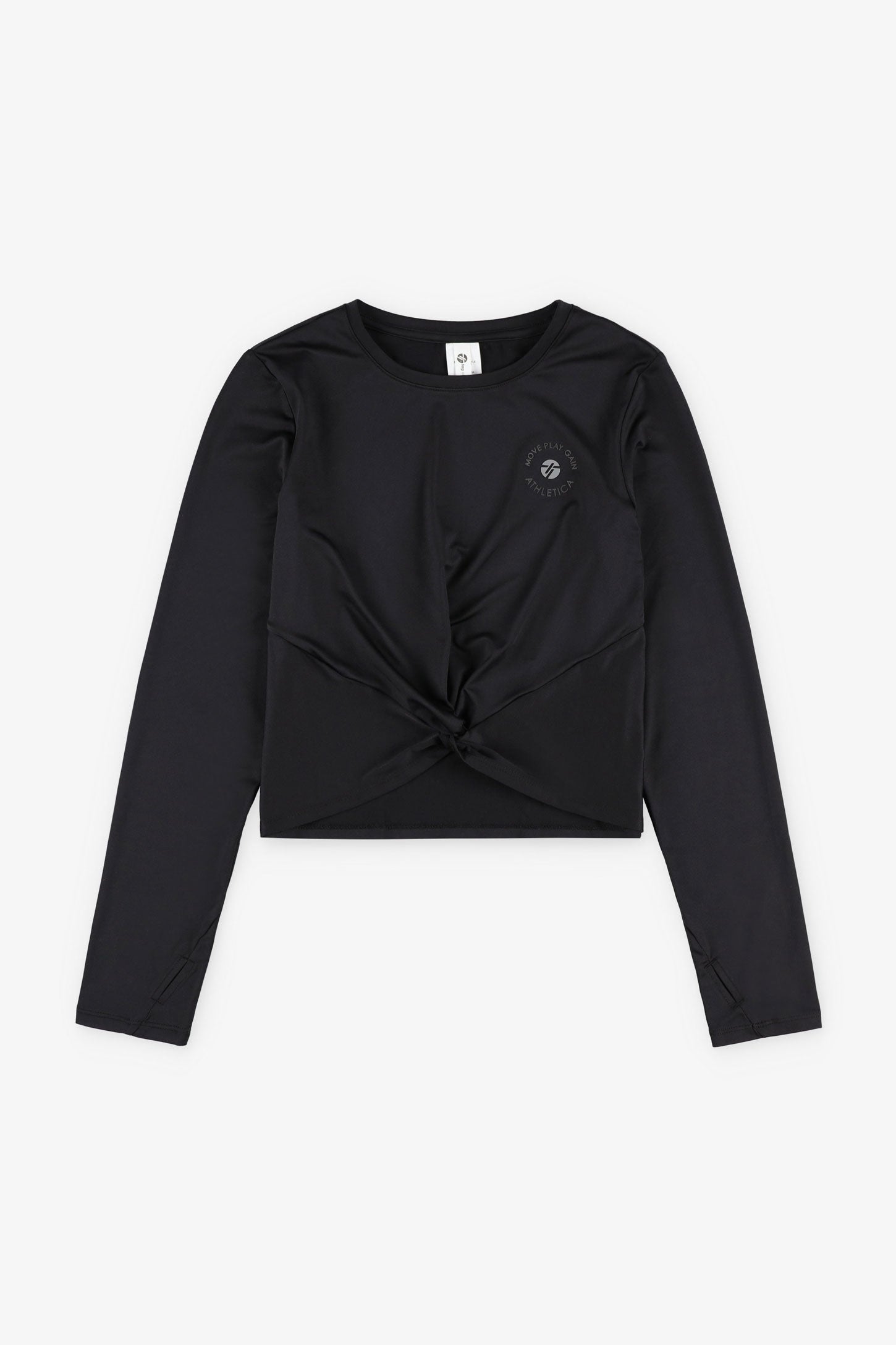 Chandail manches longues torsadé au-devant - Ado fille && NOIR