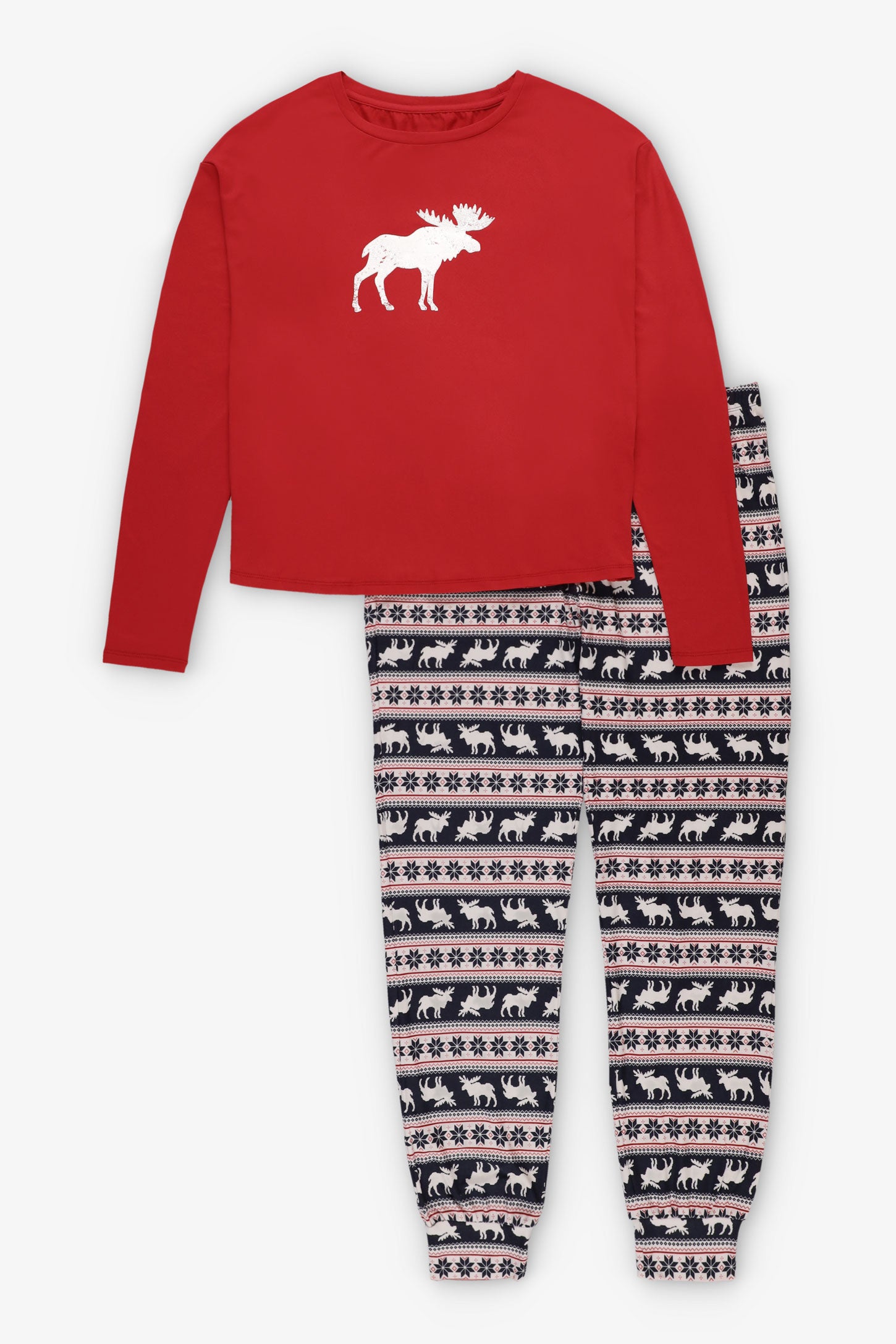 Pyjama de Noël 2-pièces en Moss - Femme && ROUGE