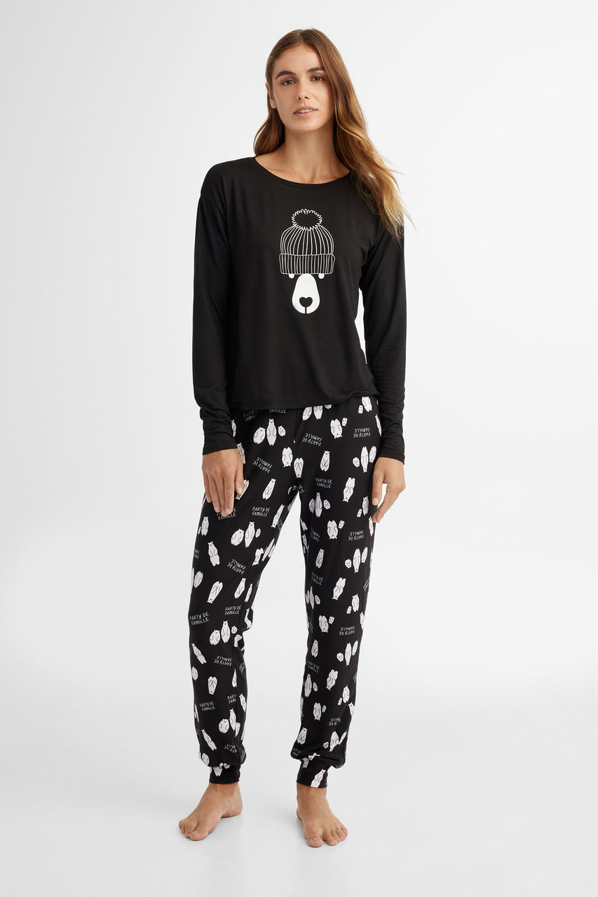 Pyjama de Noël 2-pièces en Moss - Femme && NOIR