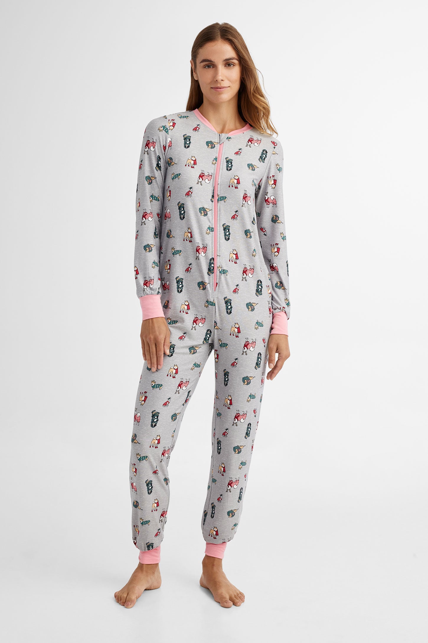 Pyjama de Noël 1-pièce en Moss - Femme && GRIS MULTI