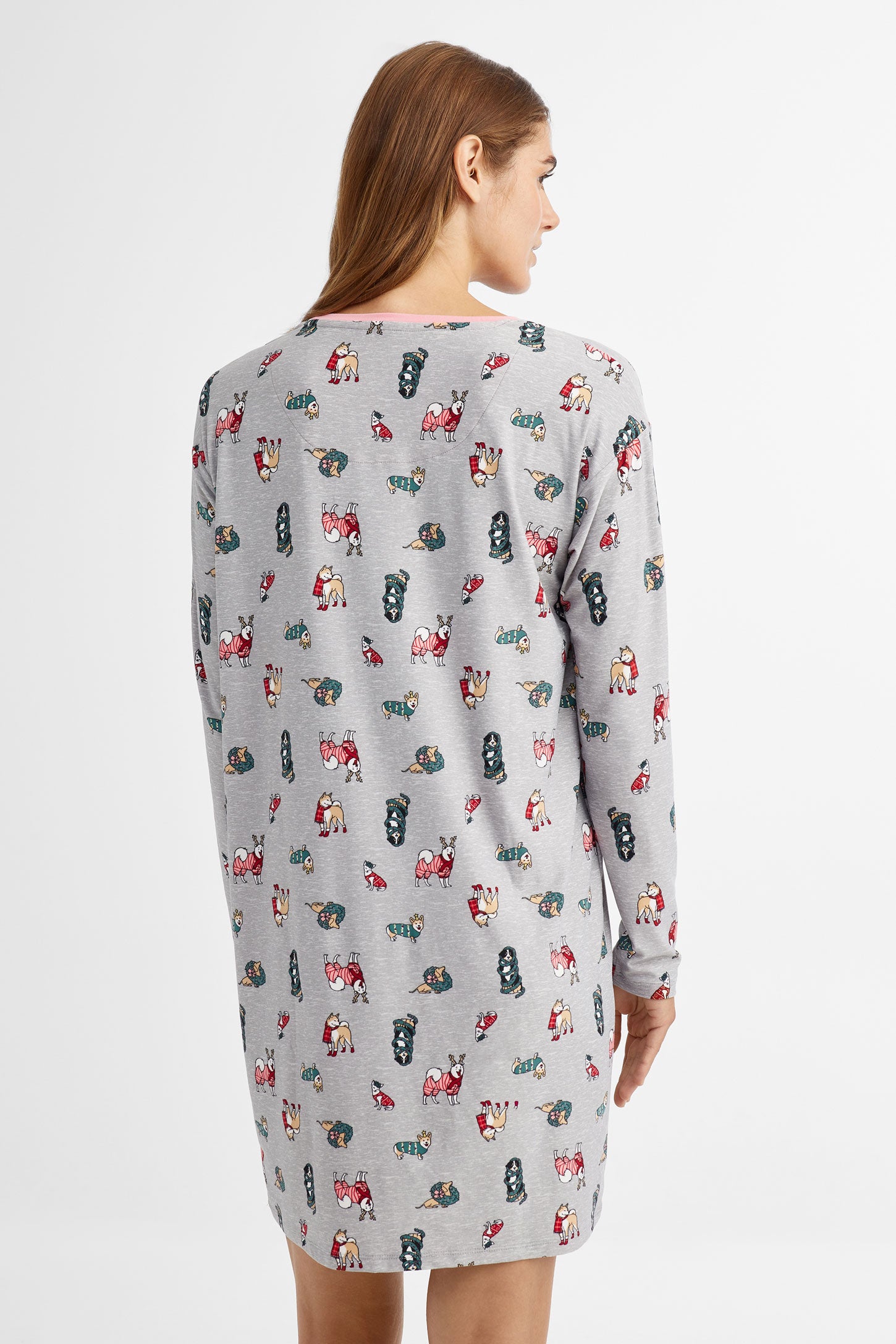 Robe de nuit pyjama de Noël en Moss - Femme && GRIS MULTI