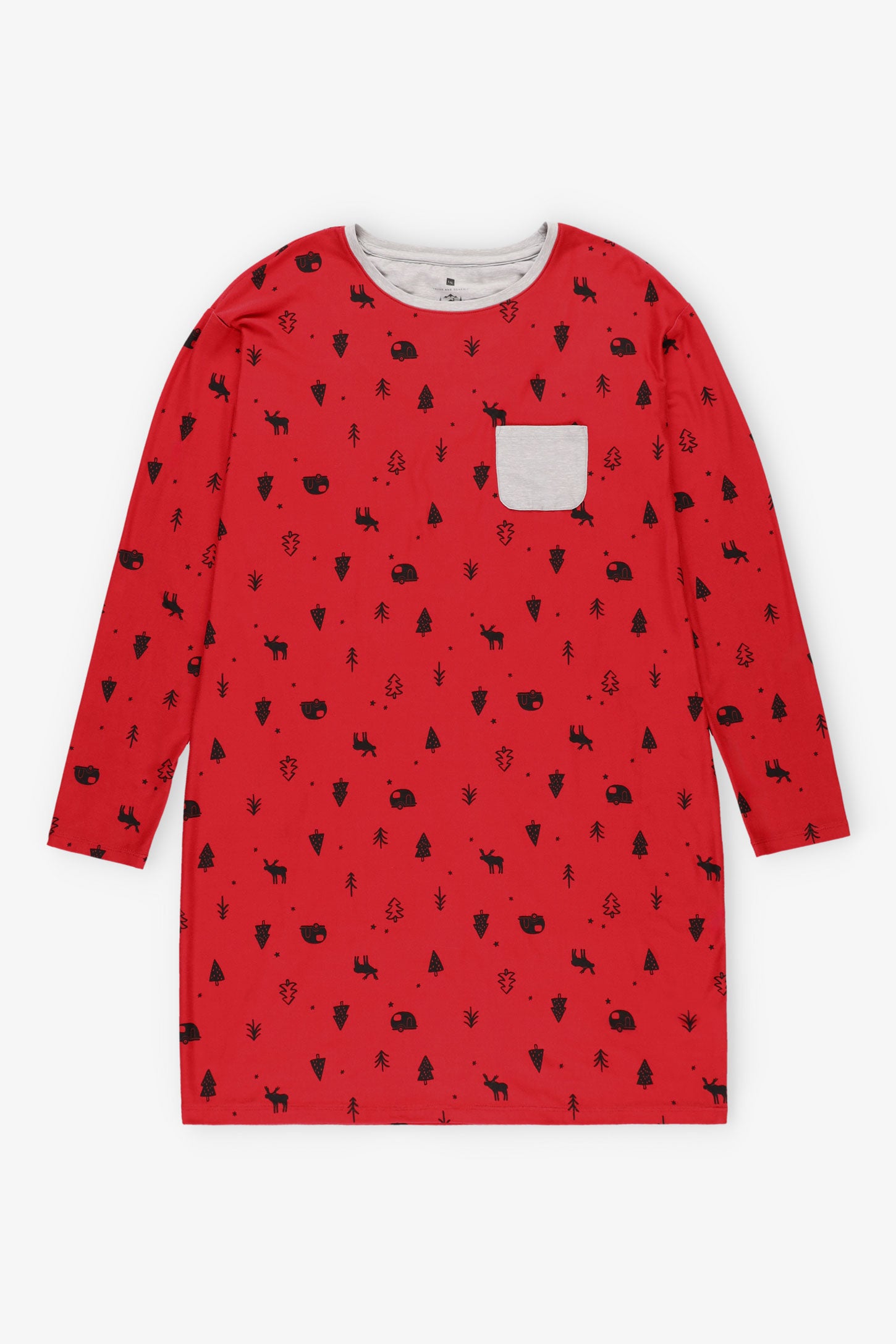 Robe de nuit pyjama de Noël en Moss - Femme && ROUGE/MULTI