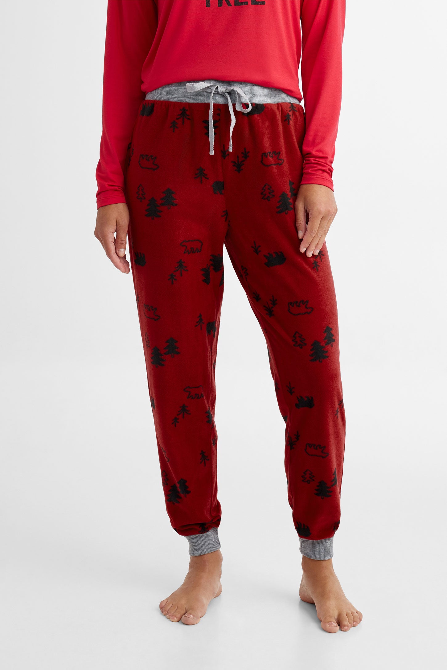 Pantalon pyjama de Noël en micropolar - Femme && ROUGE/MULTI