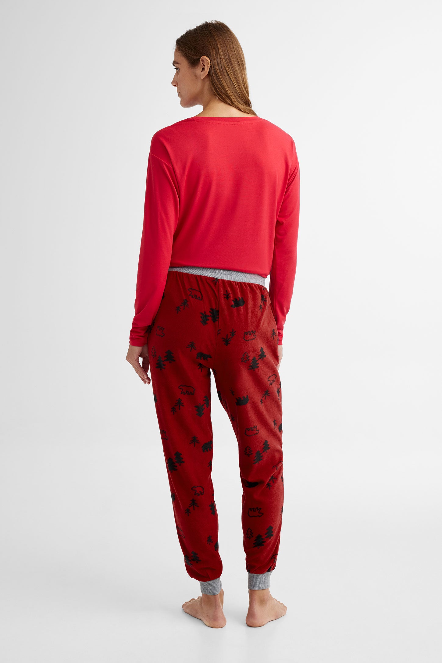 Pantalon pyjama de Noël en micropolar - Femme && ROUGE/MULTI