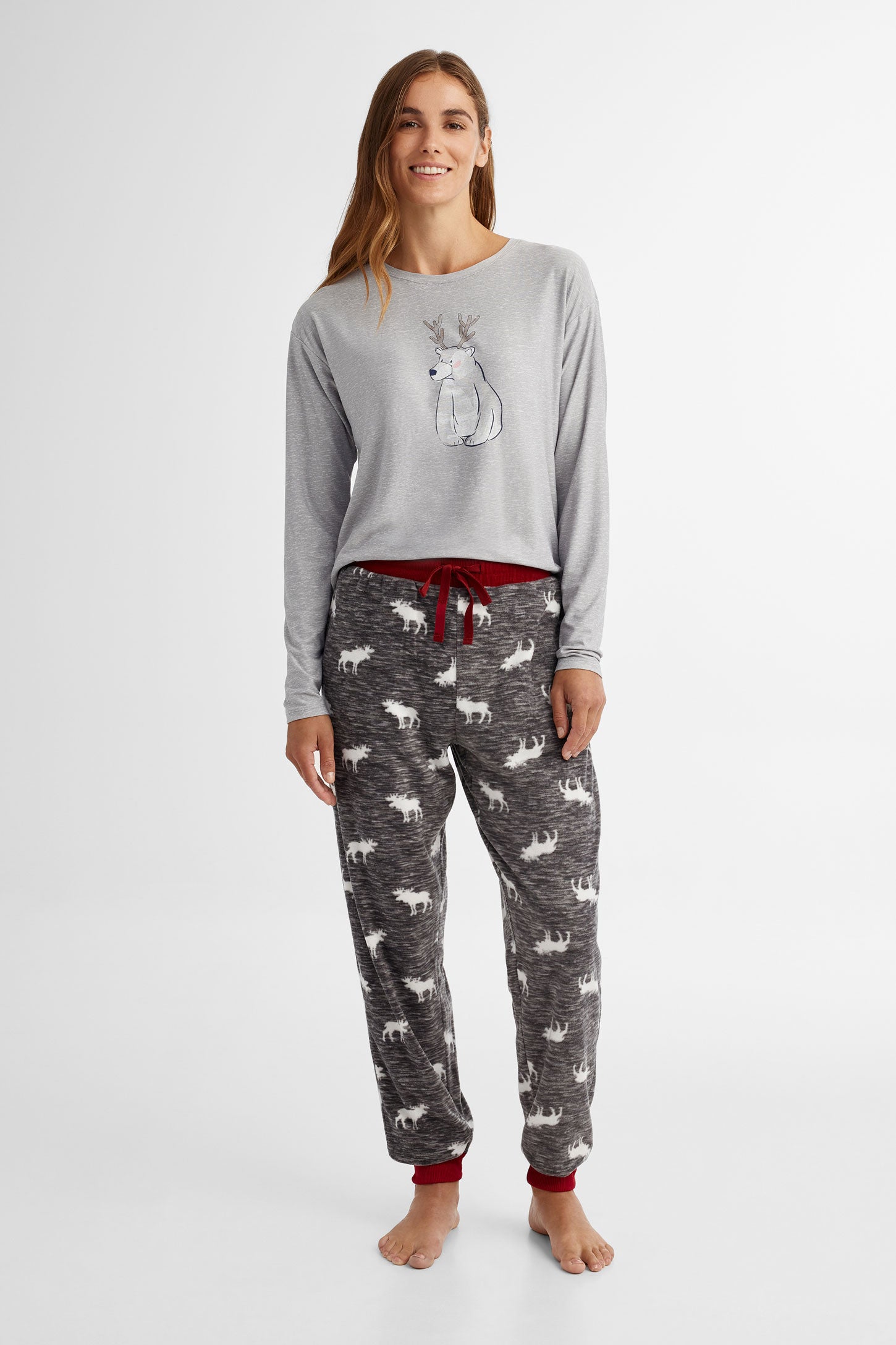 Pantalon pyjama de Noël en micropolar - Femme && COMBO CHARBON
