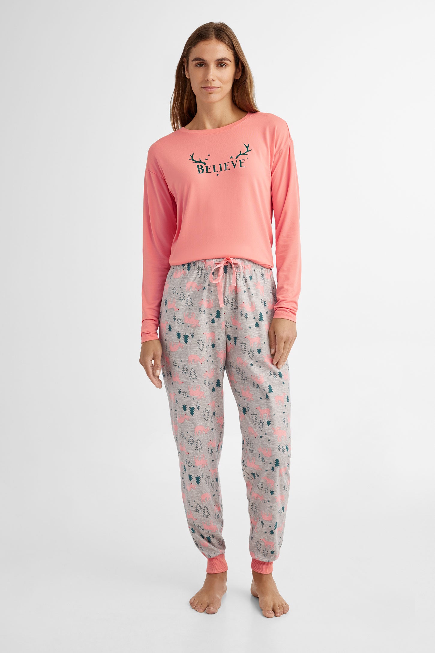 Pantalon pyjama de Noël en flanelle - Femme && GRIS MULTI