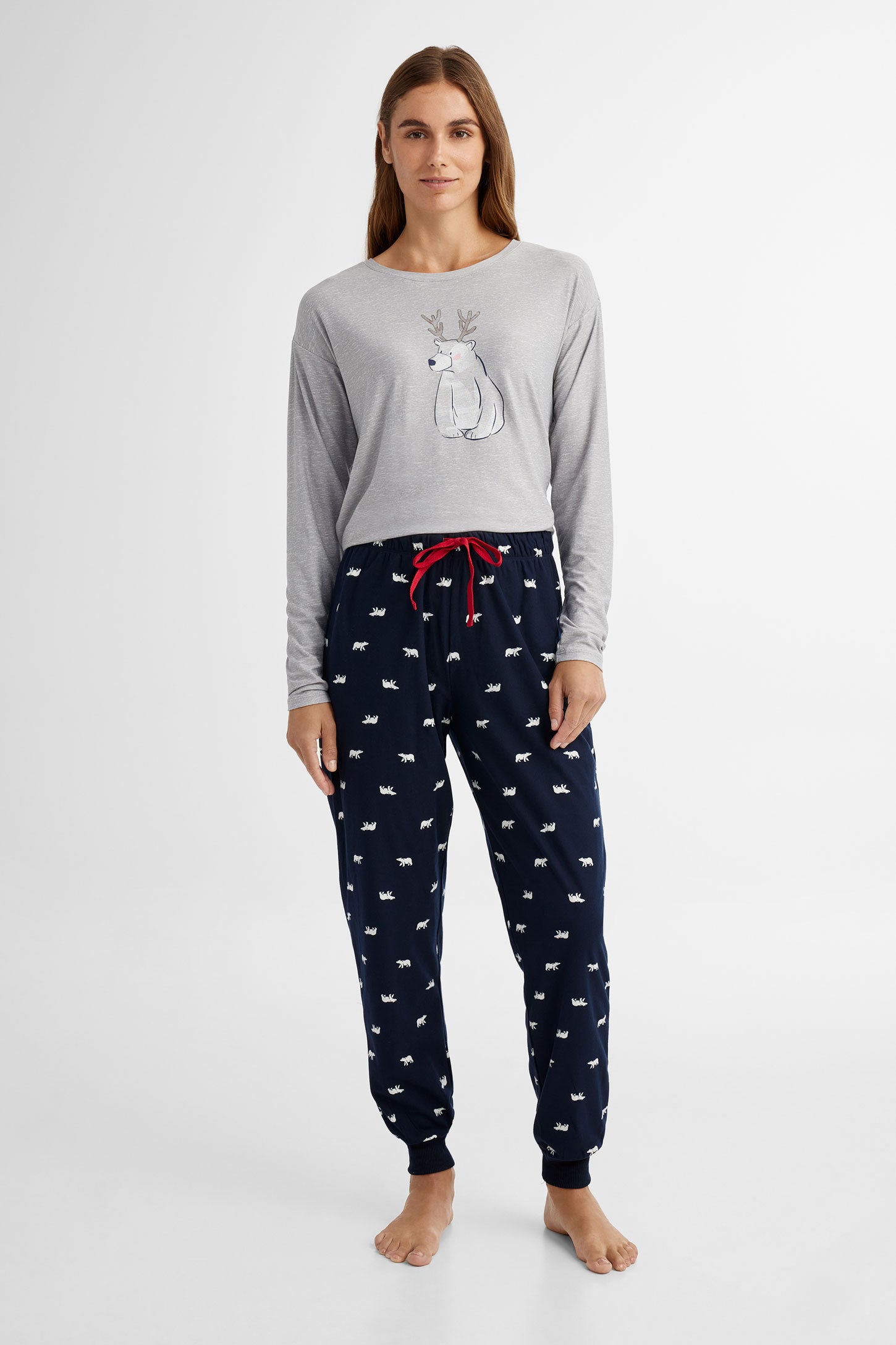 Pantalon pyjama de Noël en flanelle - Femme && MARIN/MULTI
