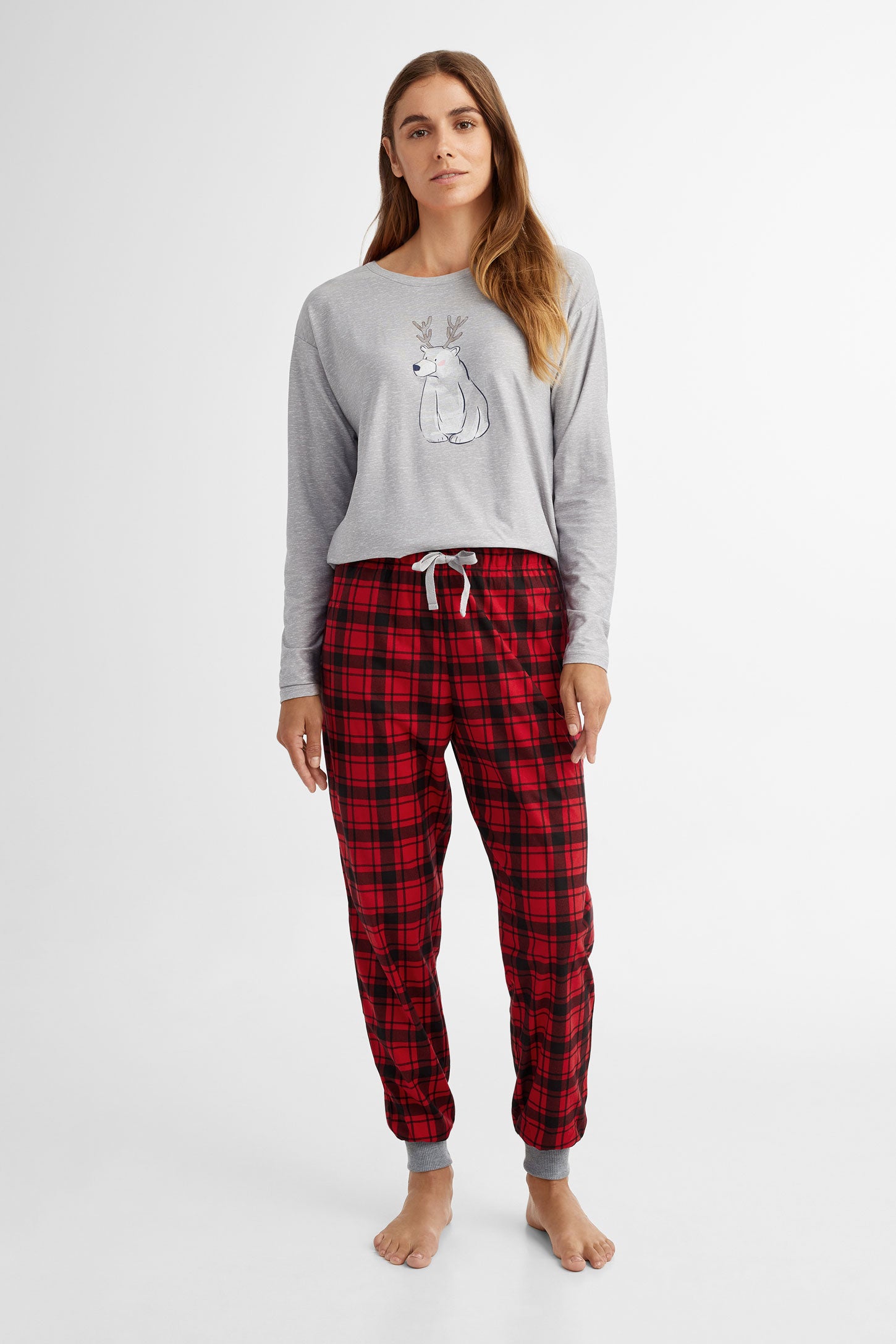 Pantalon pyjama de Noël en flanelle - Femme && ROUGE/MULTI