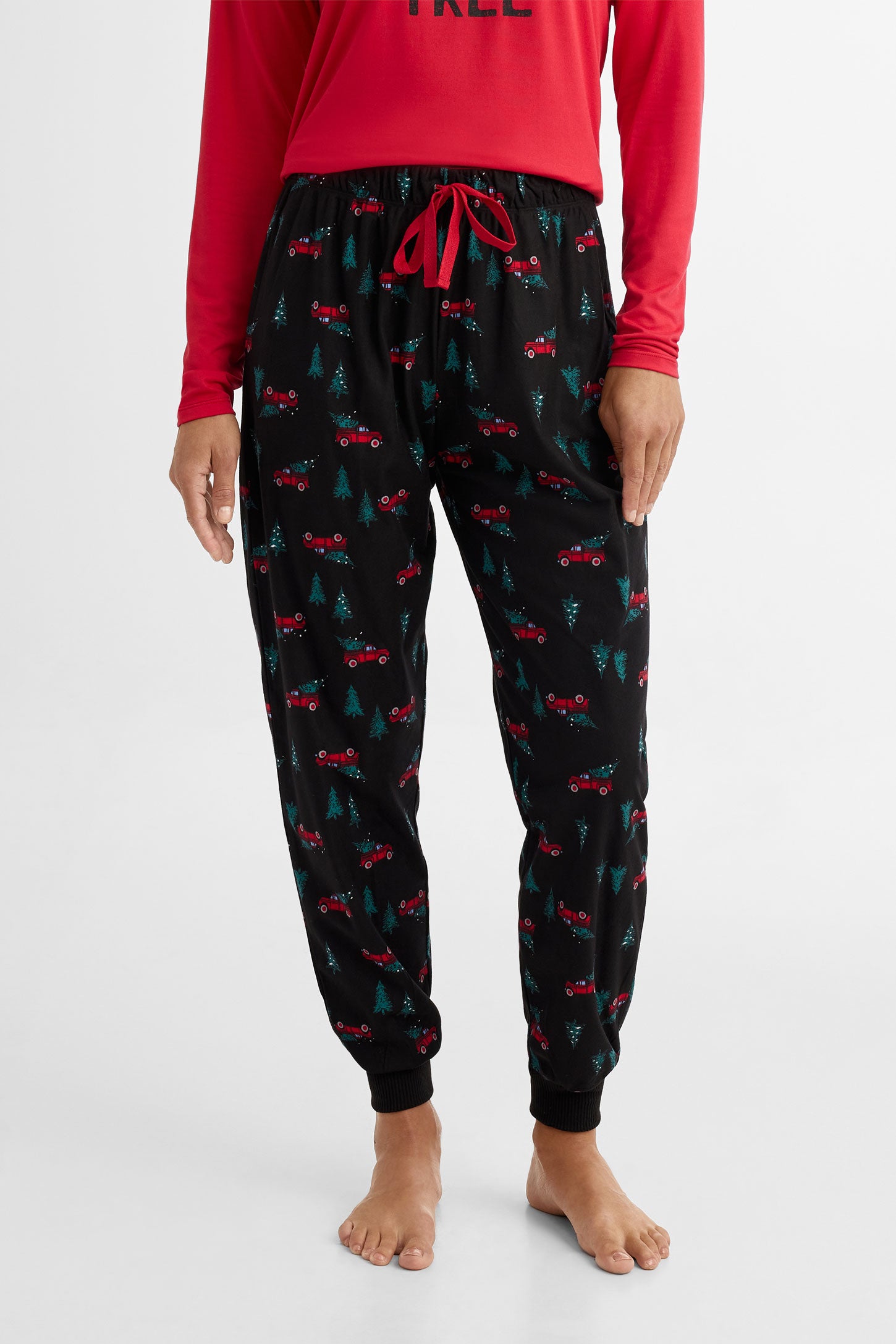 Pantalon pyjama de Noël en flanelle - Femme && COMBO NOIR