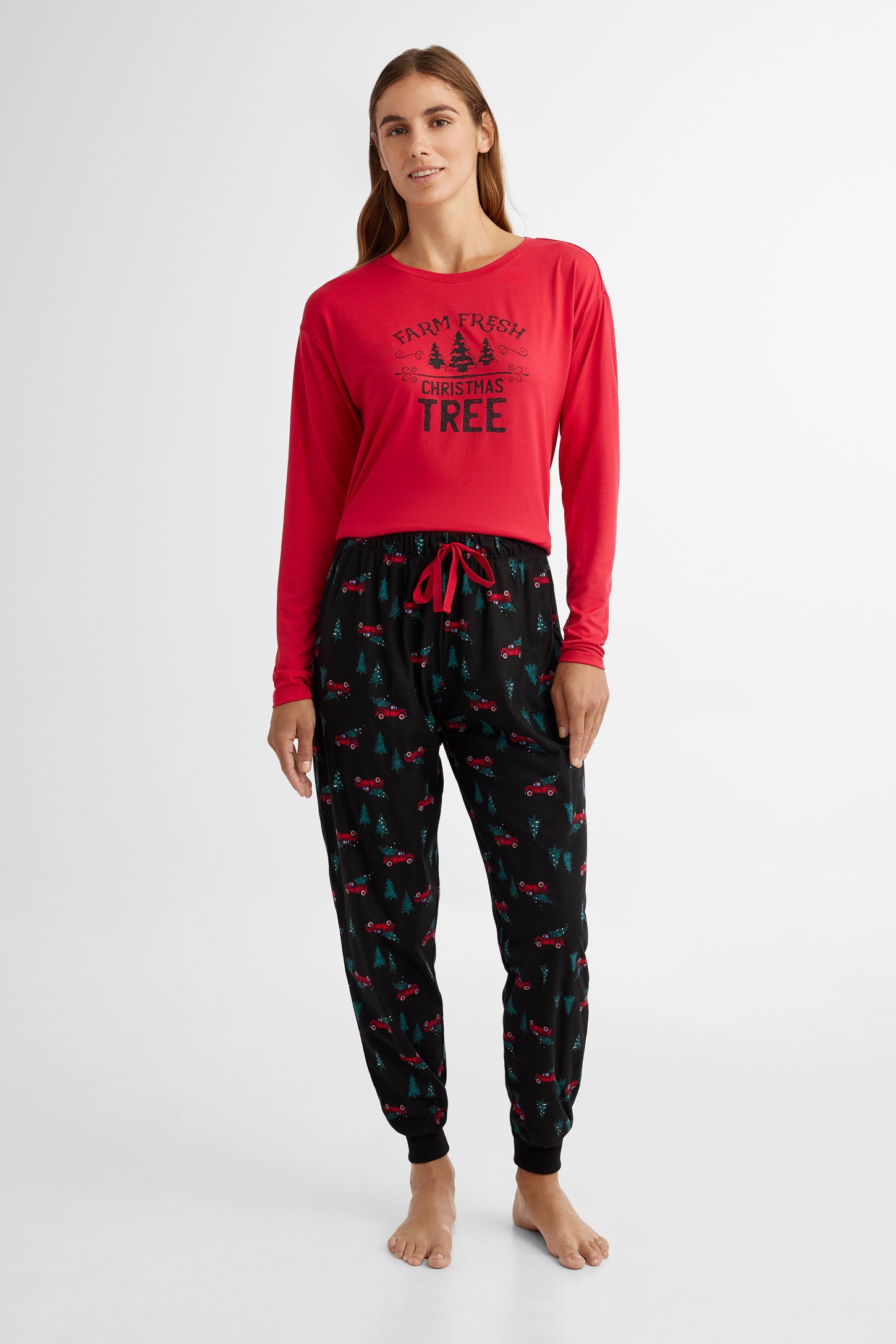 Pantalon pyjama de Noël en flanelle - Femme && COMBO NOIR