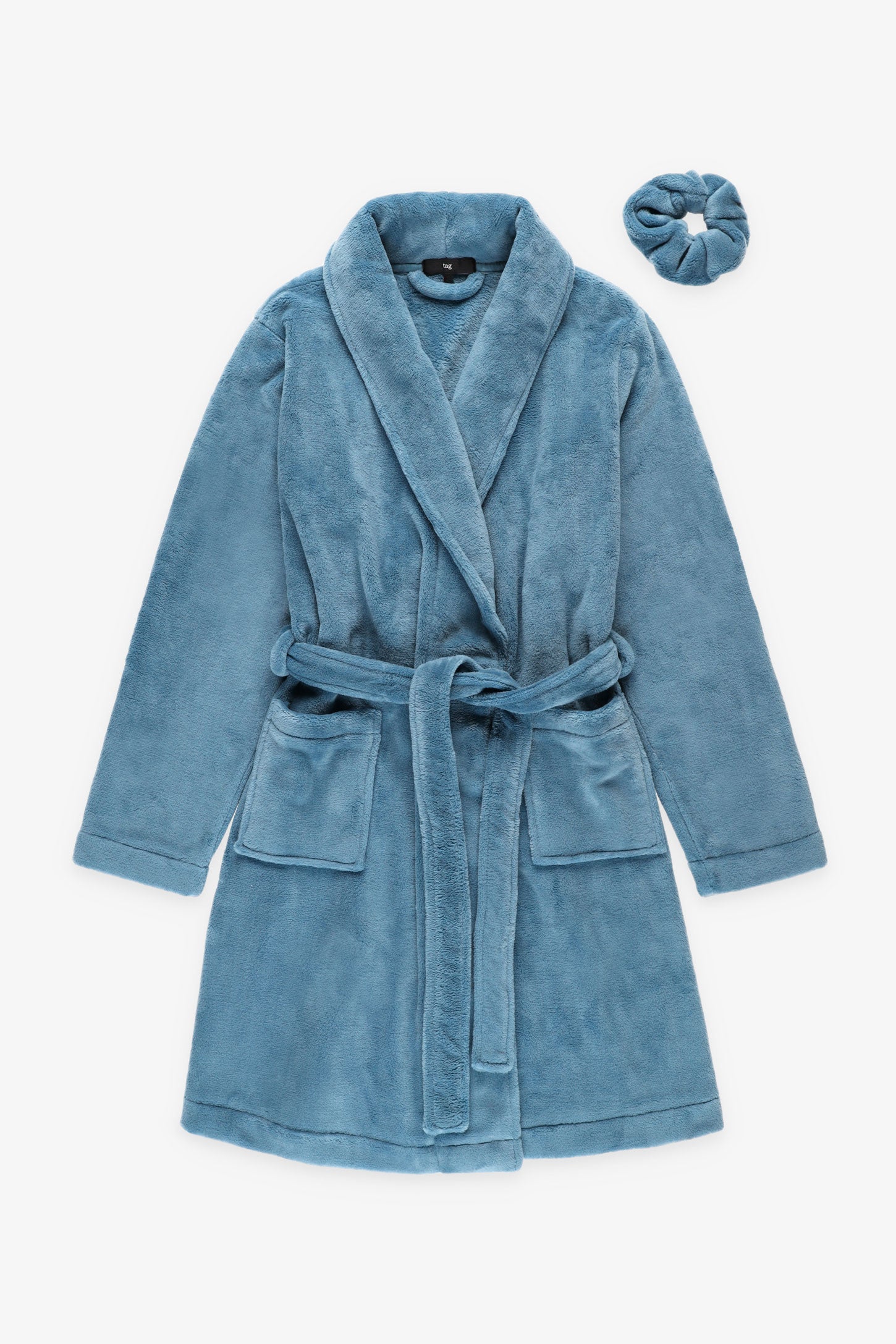 Robe de chambre en peluche - Femme && BLEU