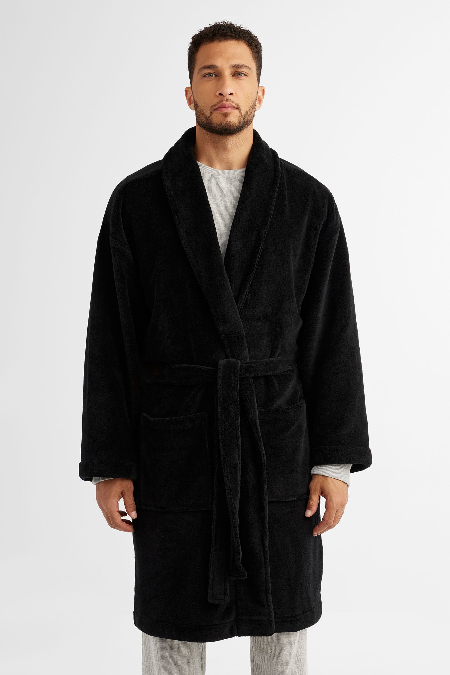 Robe de chambre en peluche - Homme && NOIR