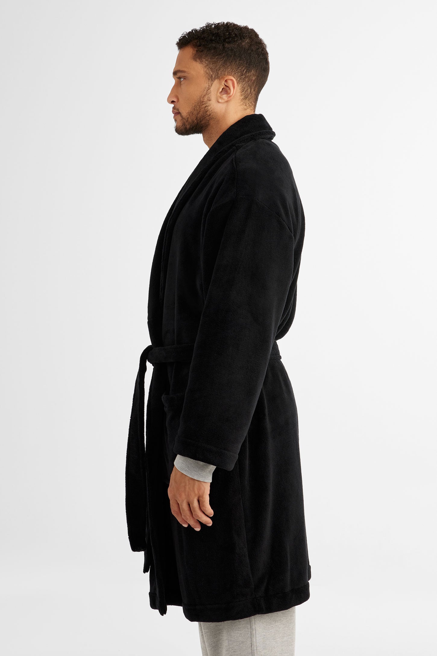 Robe de chambre en peluche - Homme && NOIR