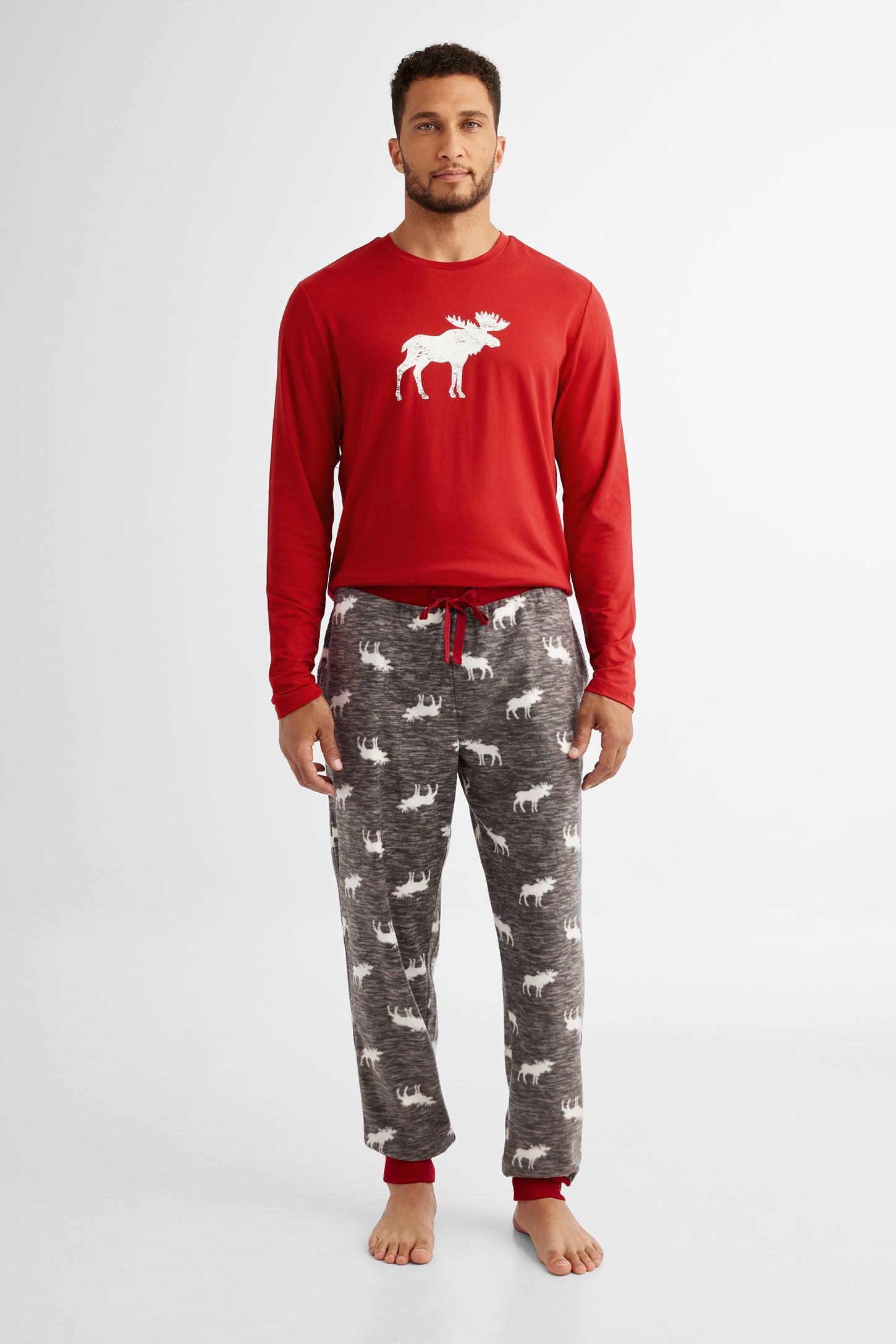 Pantalon pyjama de Noël en micropolar - Homme && CHARBON/MULTI
