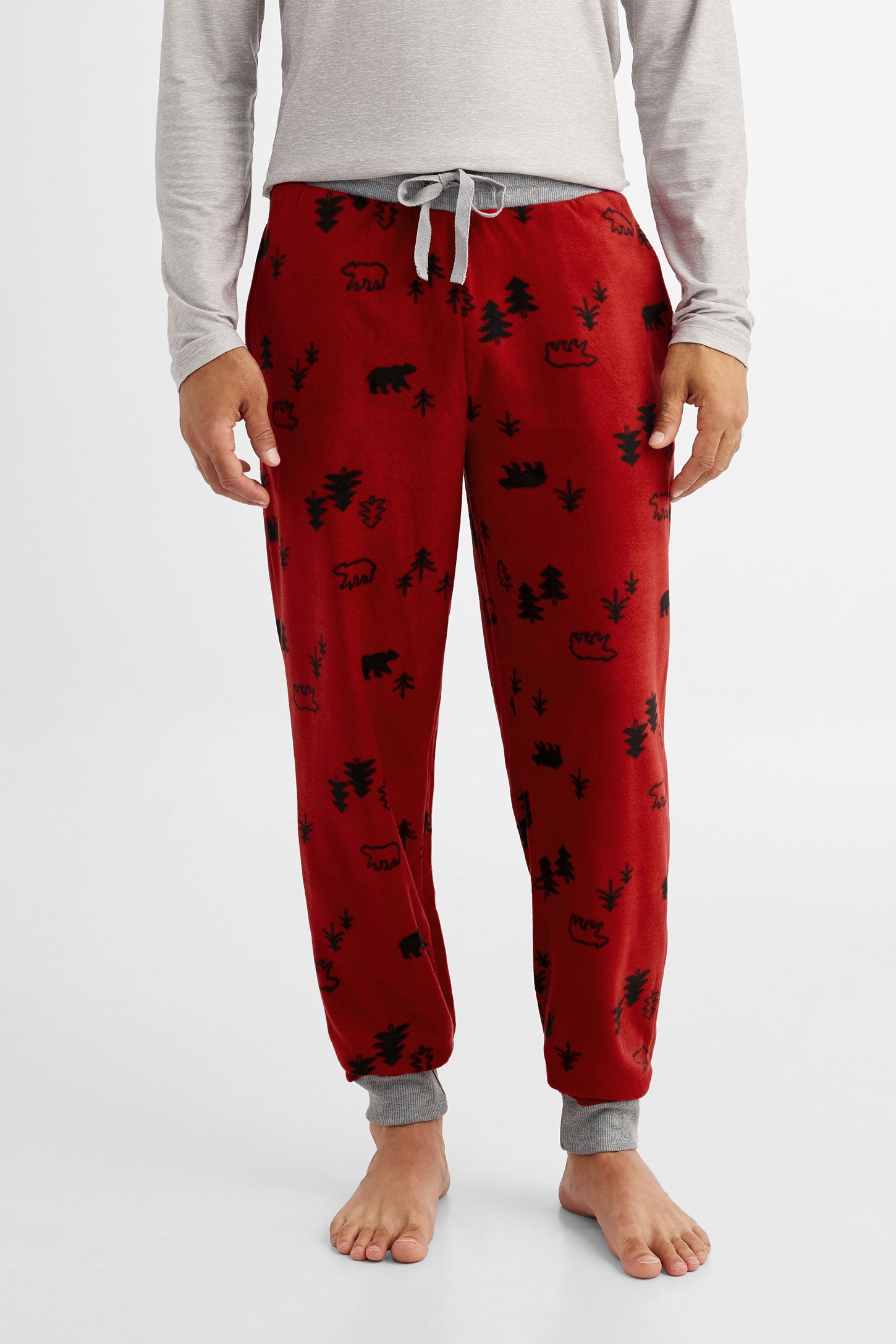 Pantalon pyjama de Noël en micropolar - Homme && BOURGOGNE MULTI