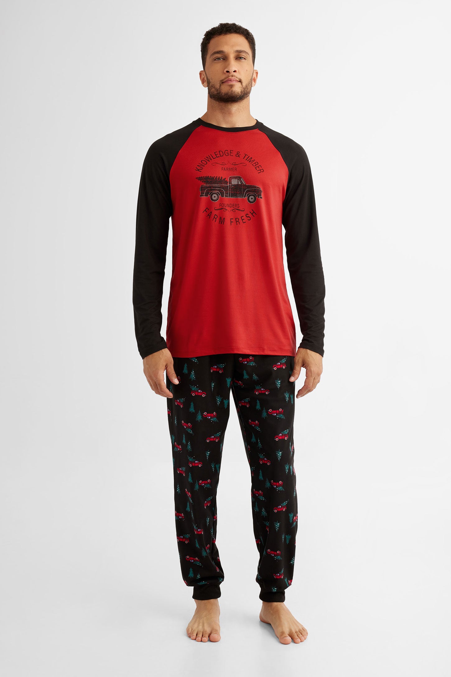 Chandail pyjama de Noël en Moss - Homme && ROUGE