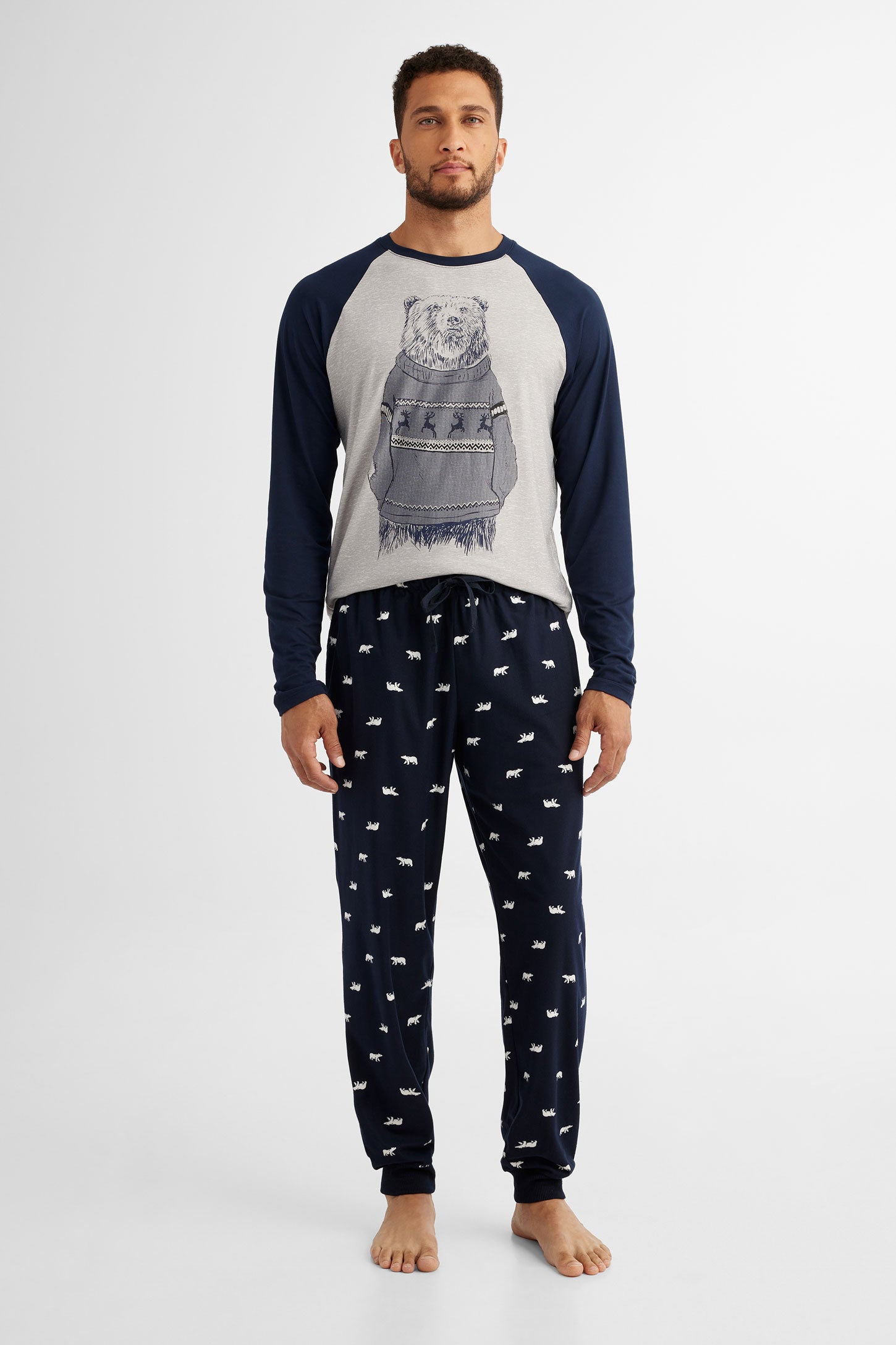 Pantalon pyjama de Noël en flanelle - Homme && MARIN/MULTI