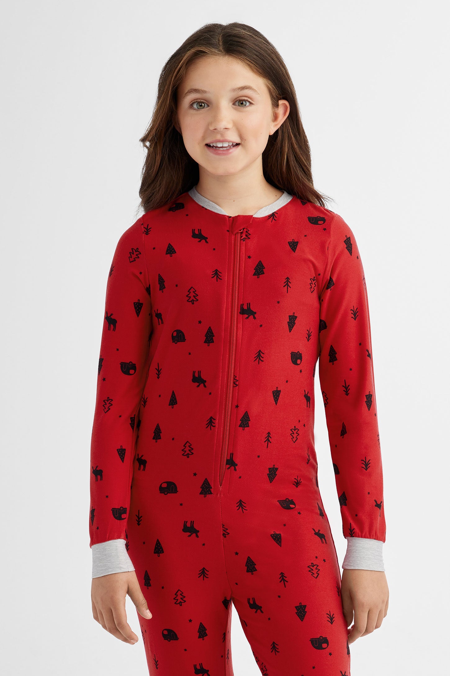 Pyjama de Noël 1-pièce en Moss - Ado fille && ROUGE/MULTI