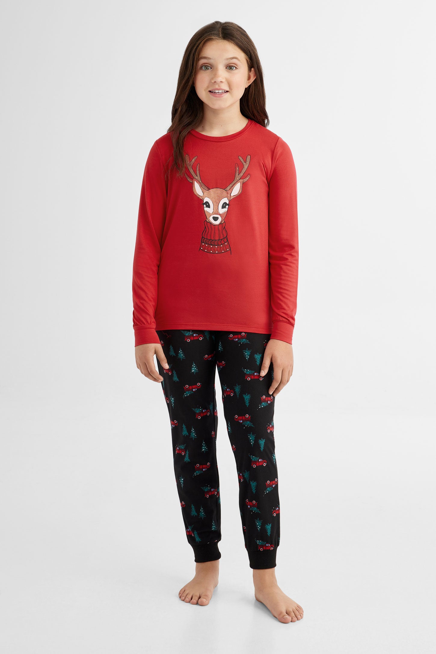 Chandail pyjama de Noël en Moss - Ado fille && ROUGE