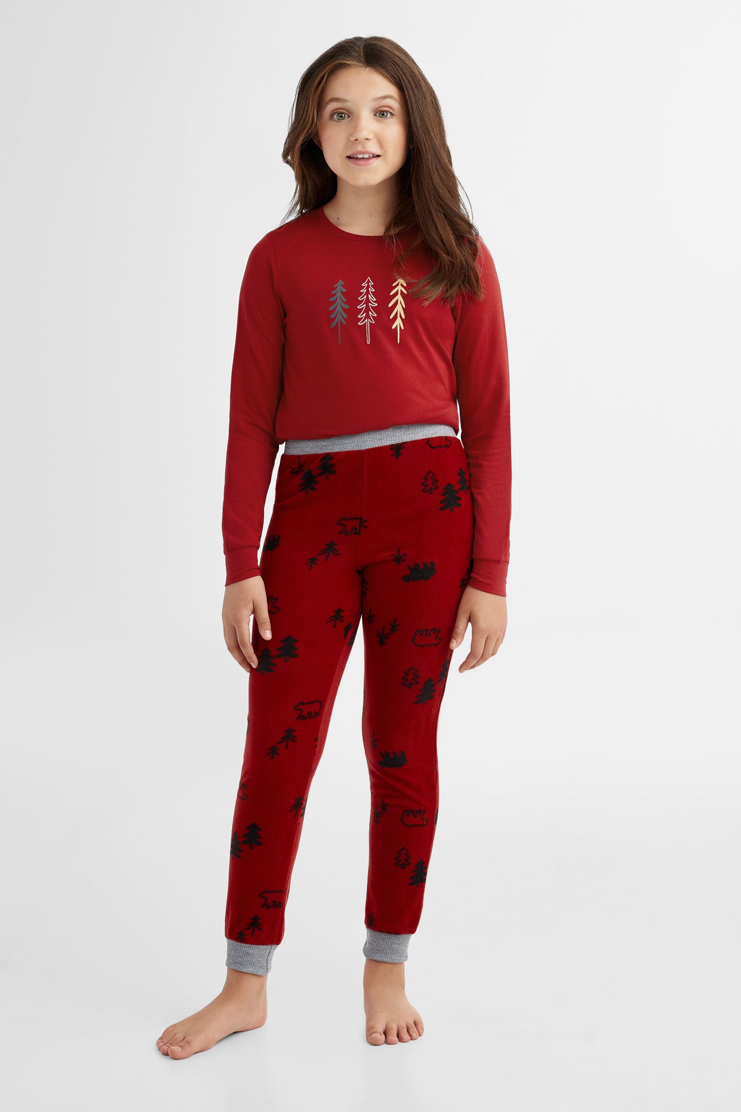 Pantalon pyjama de Noël en micropolar - Ado fille && ROUGE/MULTI