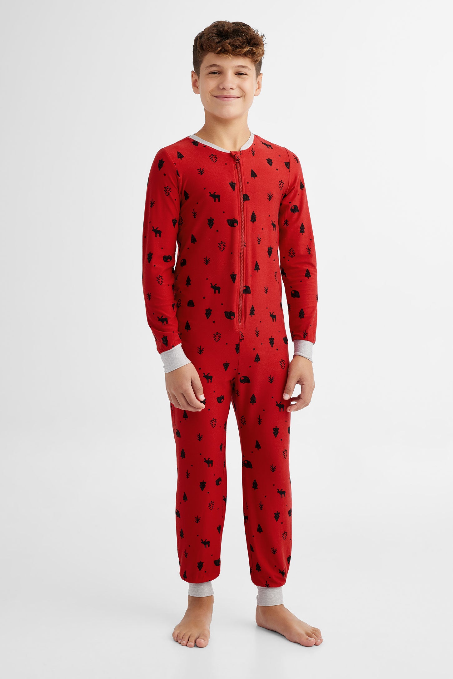 Pyjama de Noël 1-pièce en Moss - Ado garçon && ROUGE/MULTI