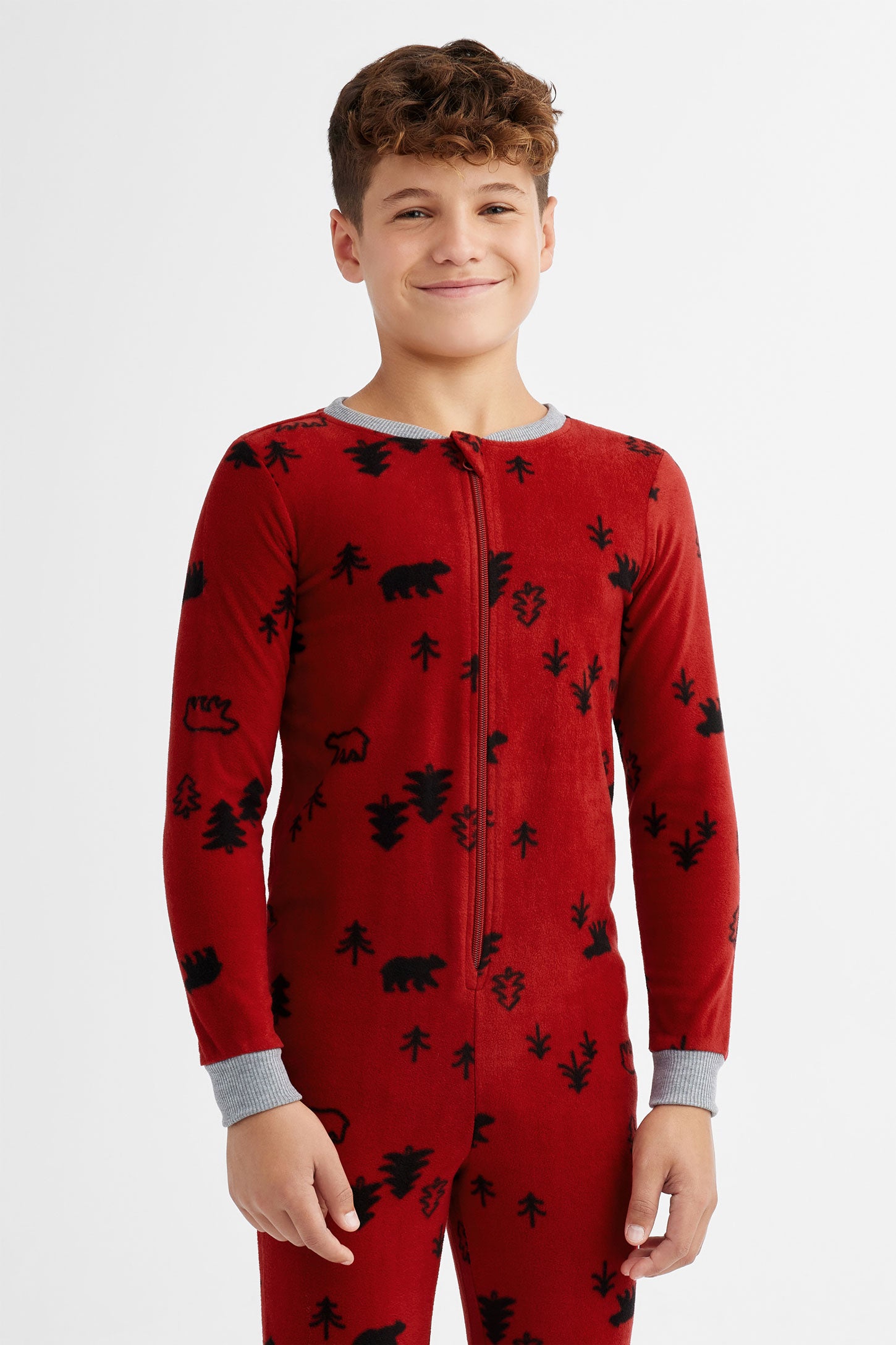 Pyjama de Noël 1-pièce en micropolar - Ado garçon && ROUGE/MULTI