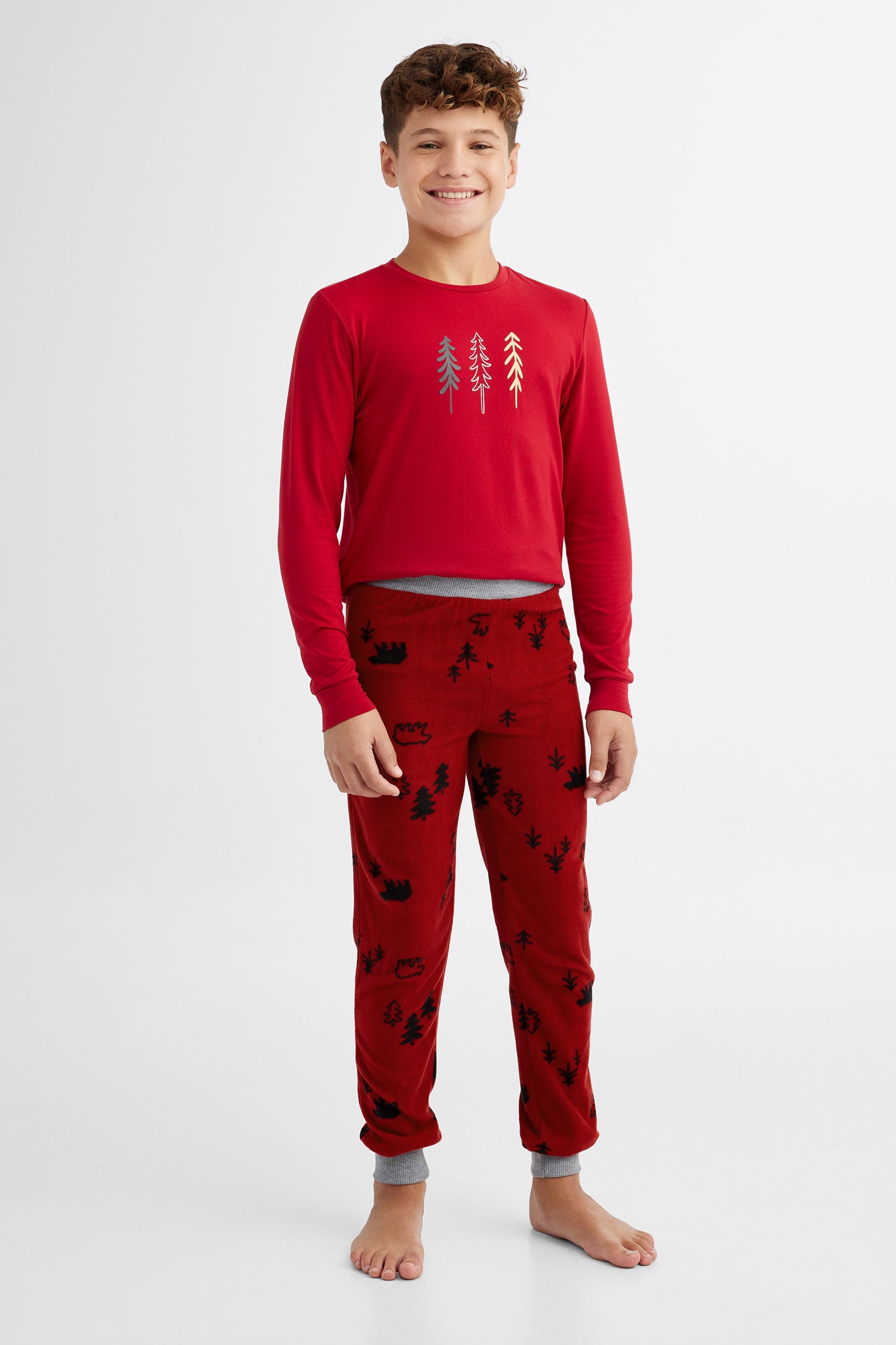 Pantalon pyjama de Noël en micropolar - Ado garçon && ROUGE/MULTI