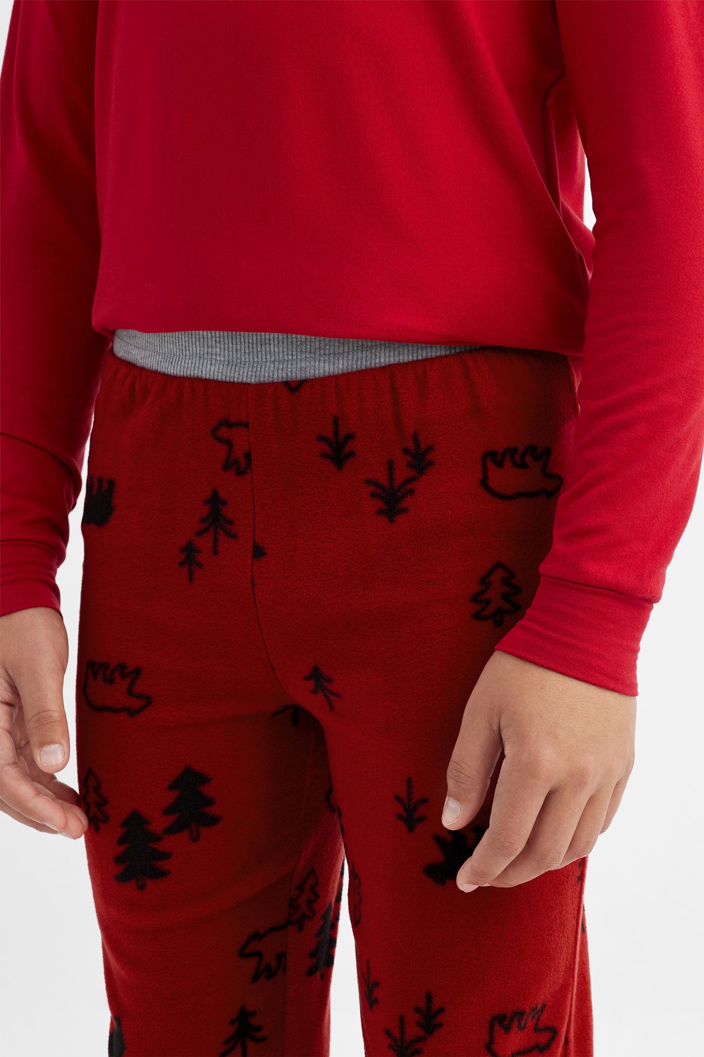 Pantalon pyjama de Noël en micropolar - Ado garçon && ROUGE/MULTI